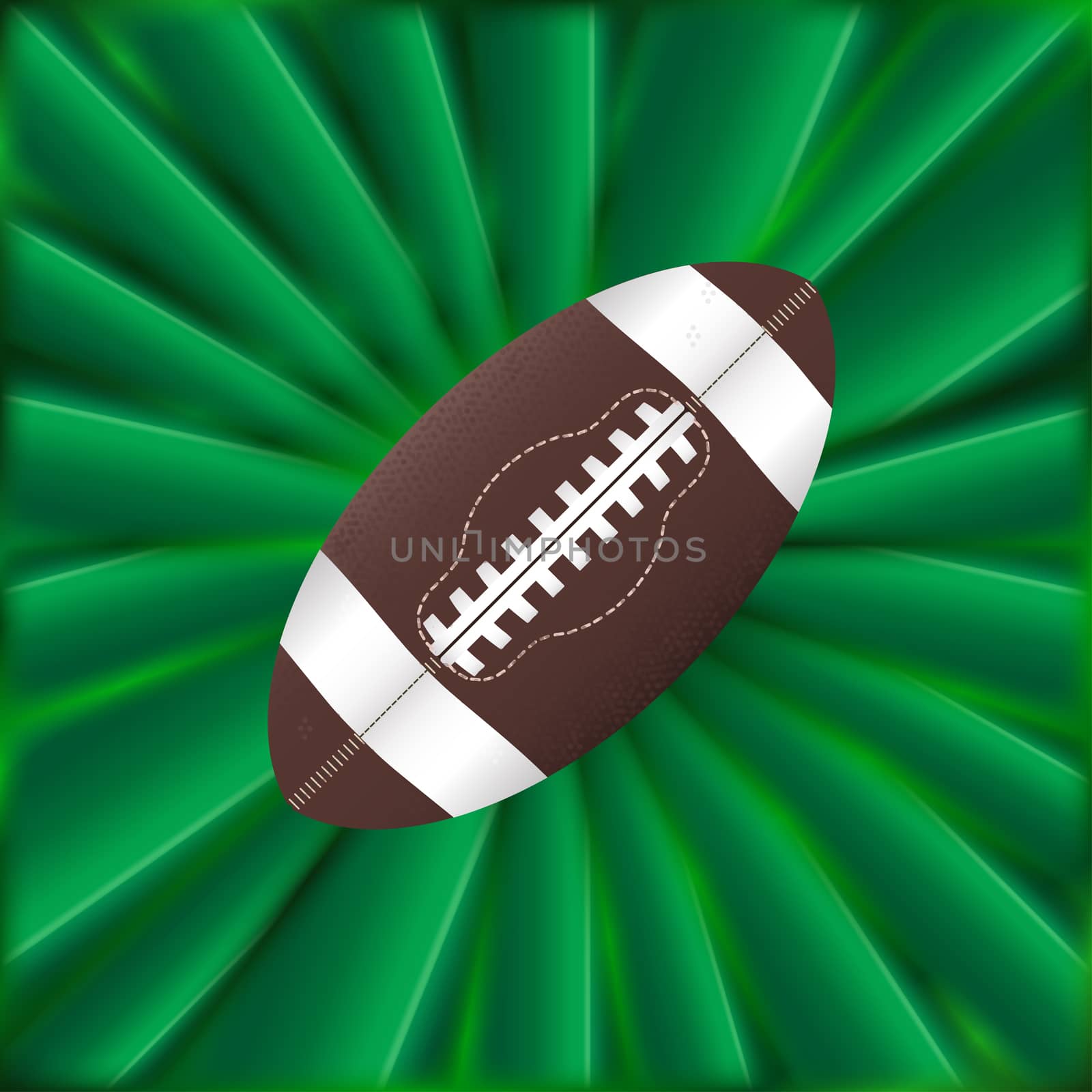 A typical American ball over a green material background