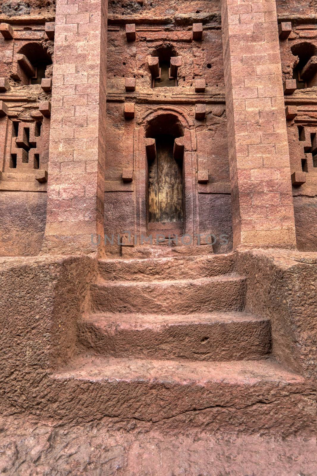 Biete Medhane Alem is Orthodox underground monolith church carved into rock. UNESCO World Heritage Site, Lalibela Ethiopia, Africa