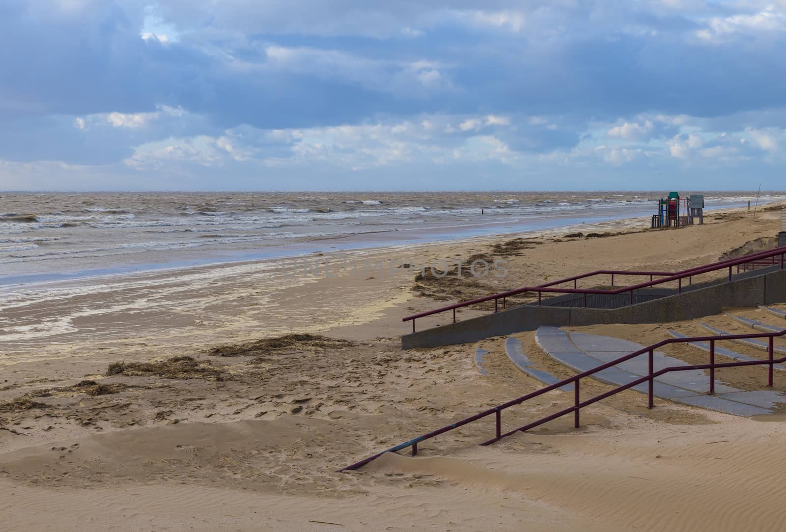 high sea water level in rockanje in holland, the northsea is here very hig in stead of a wide beach