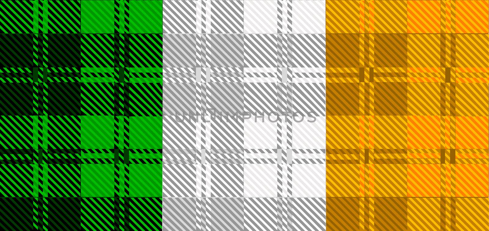 The Irish flag created from traditional tartan designs