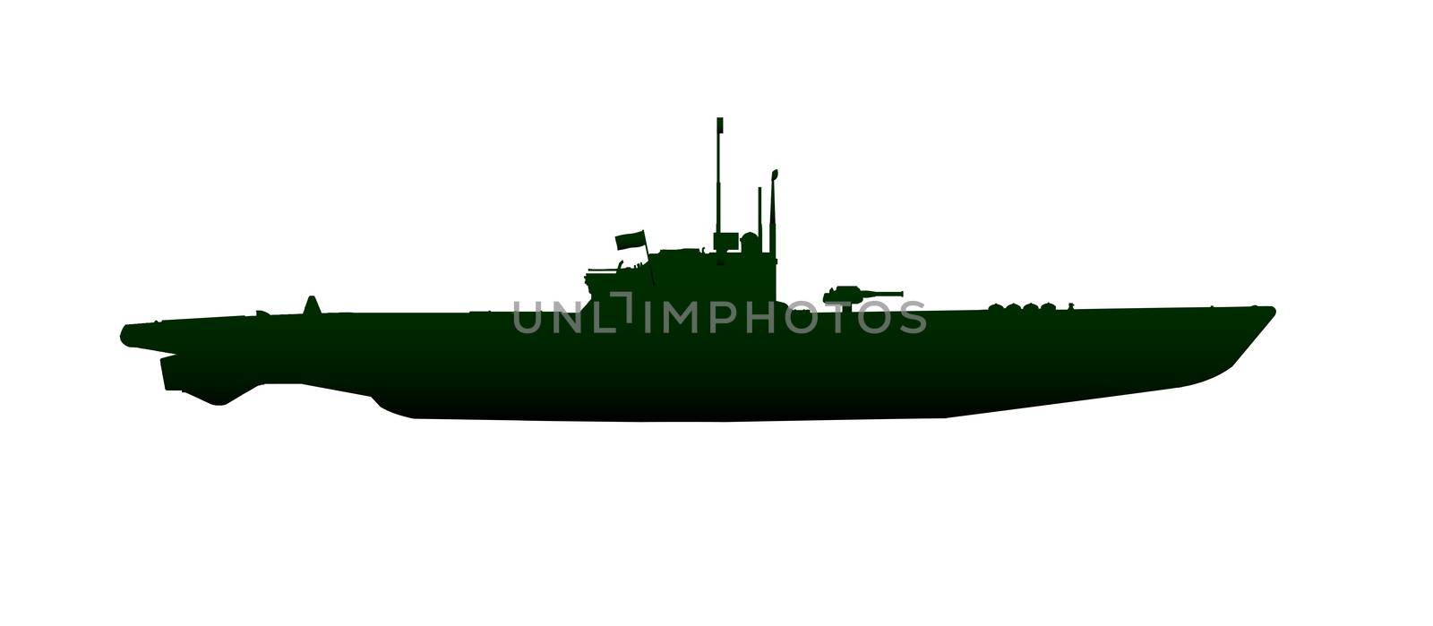 Submarine Silhouette On White by Bigalbaloo