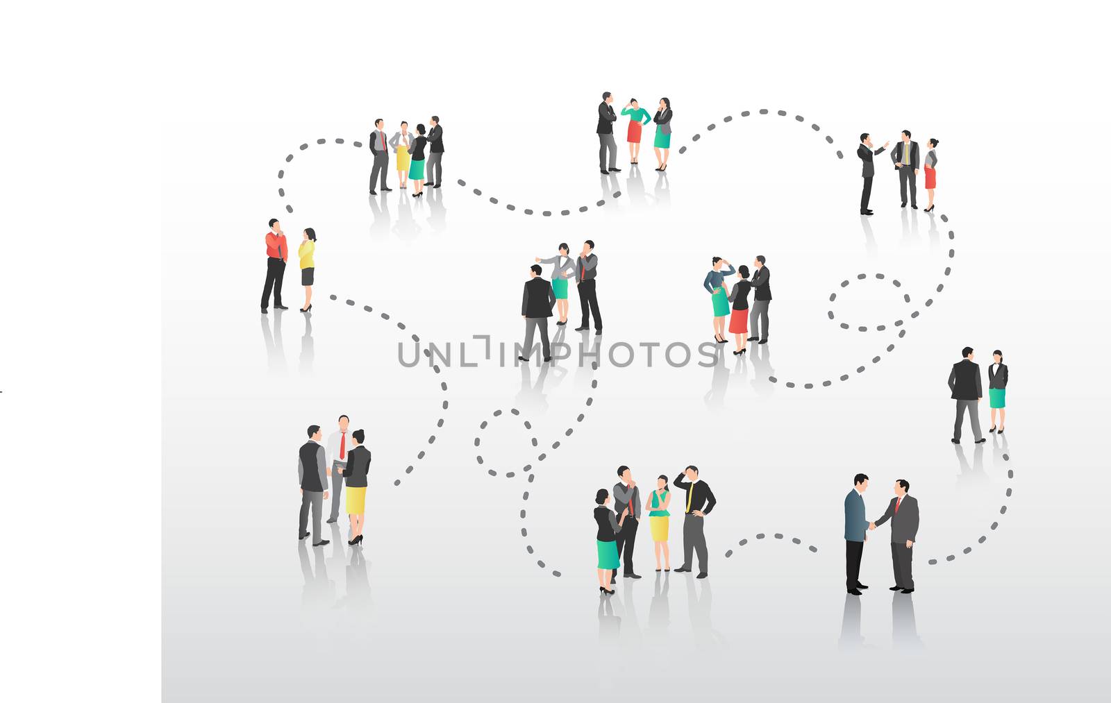 Business people with connecting lines on grey background