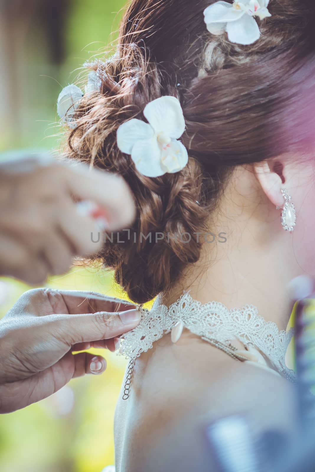 Beautiful lace collar fabric For the bride  by photosam