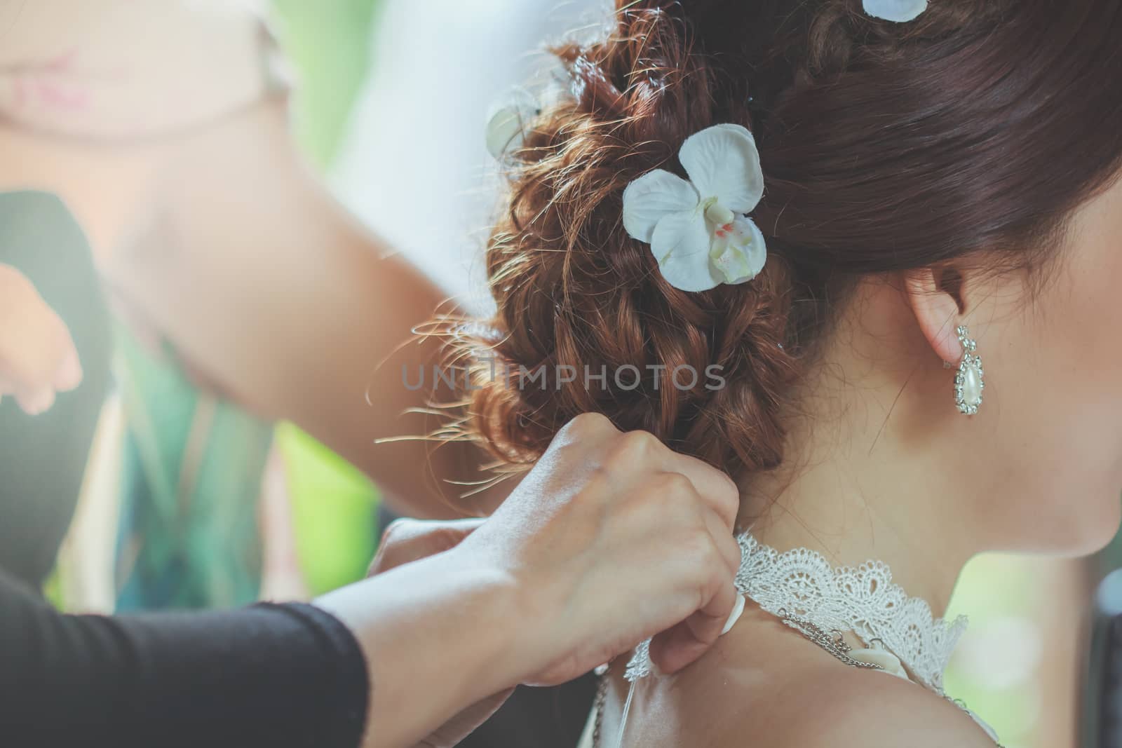 Beautiful lace collar fabric For the bride  by photosam