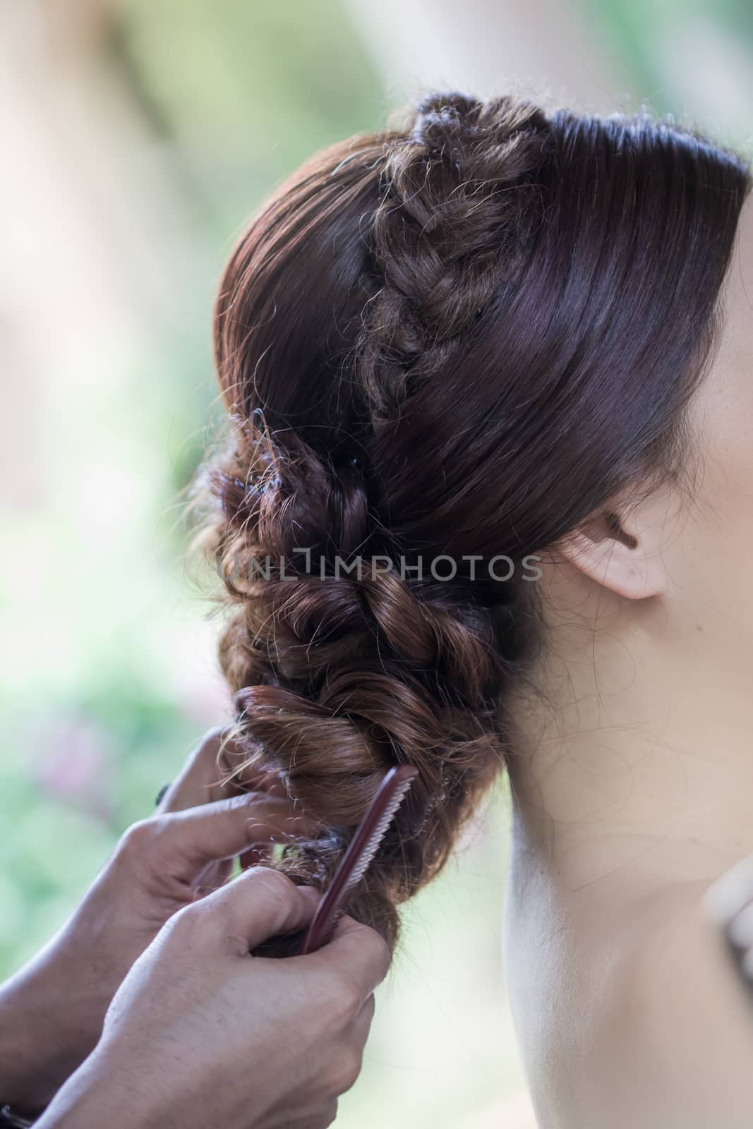 Hair salon bride as a symbol of beauty and weddings.