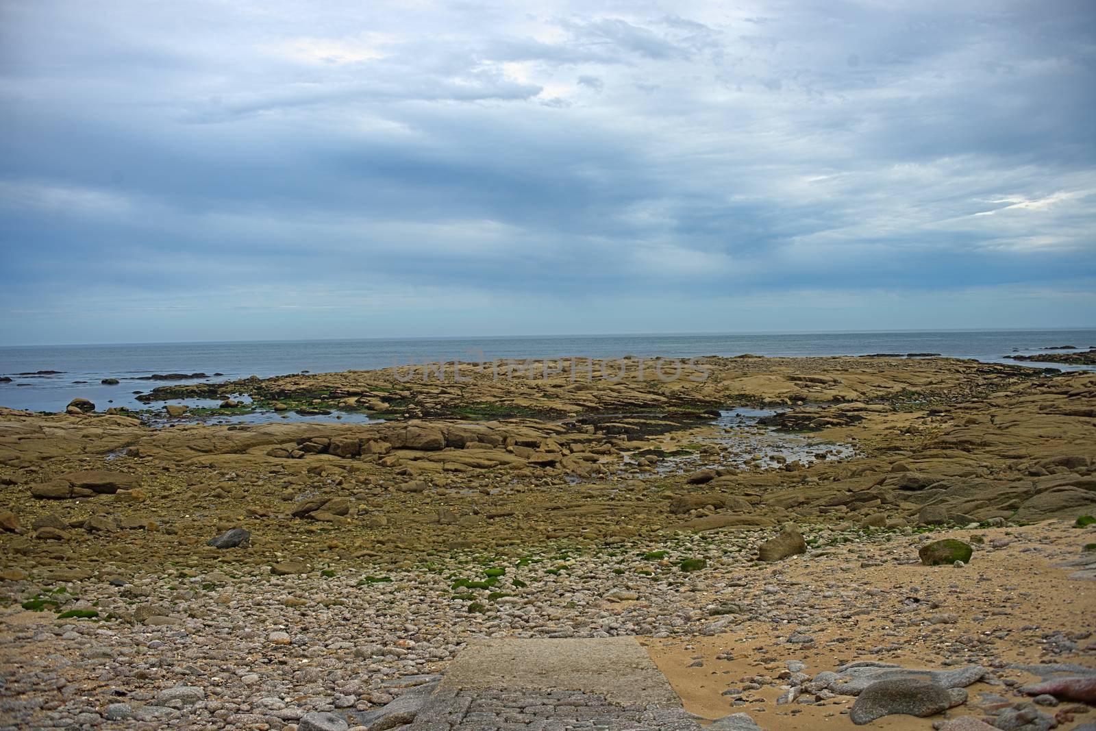 Rocky Atlantic ocean shore near Cherbourg, France