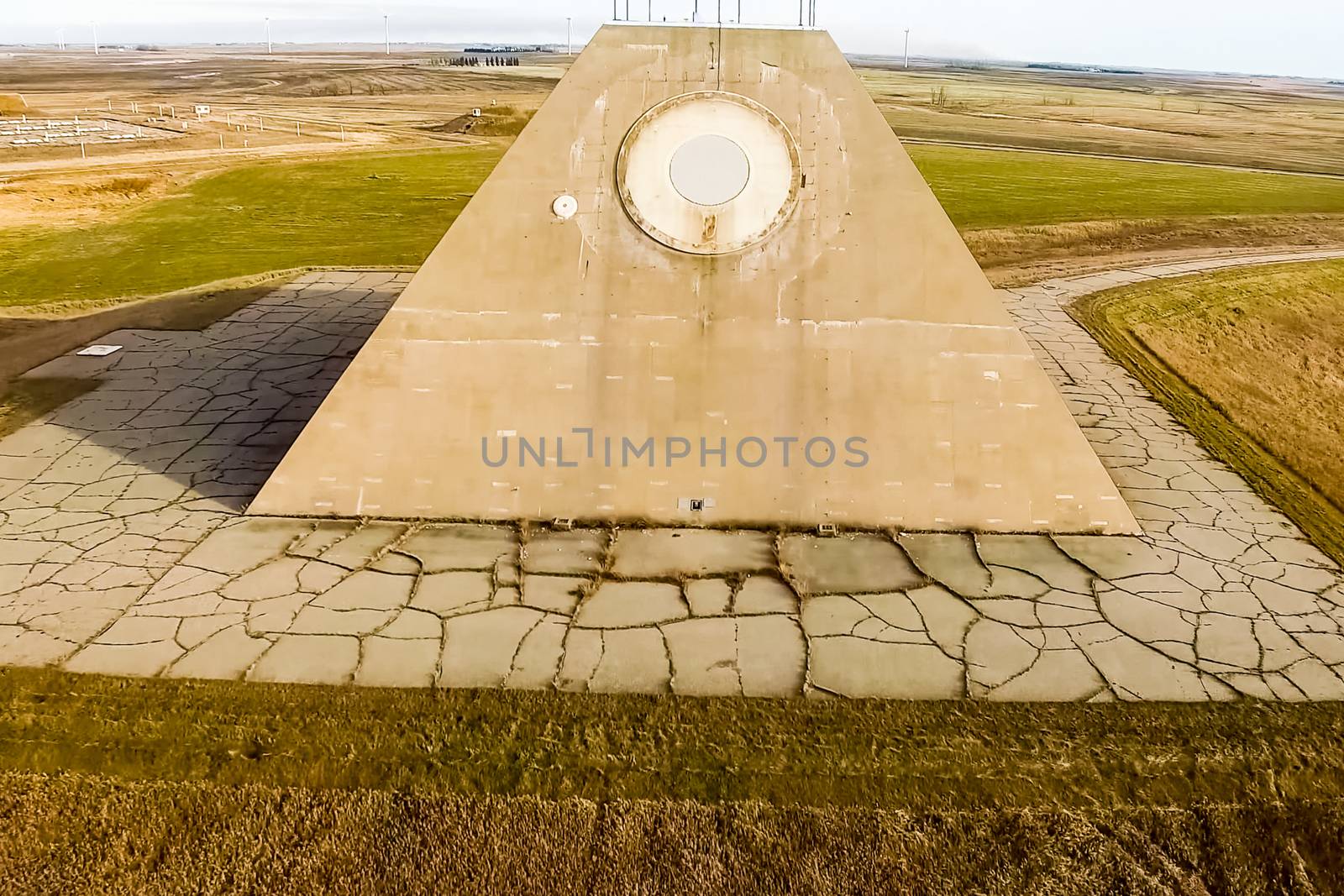 The building of the radio radar in the form of a pyramid on military base. Missile Site Radar Pyramid in Nekoma North Dakota. by nyrok