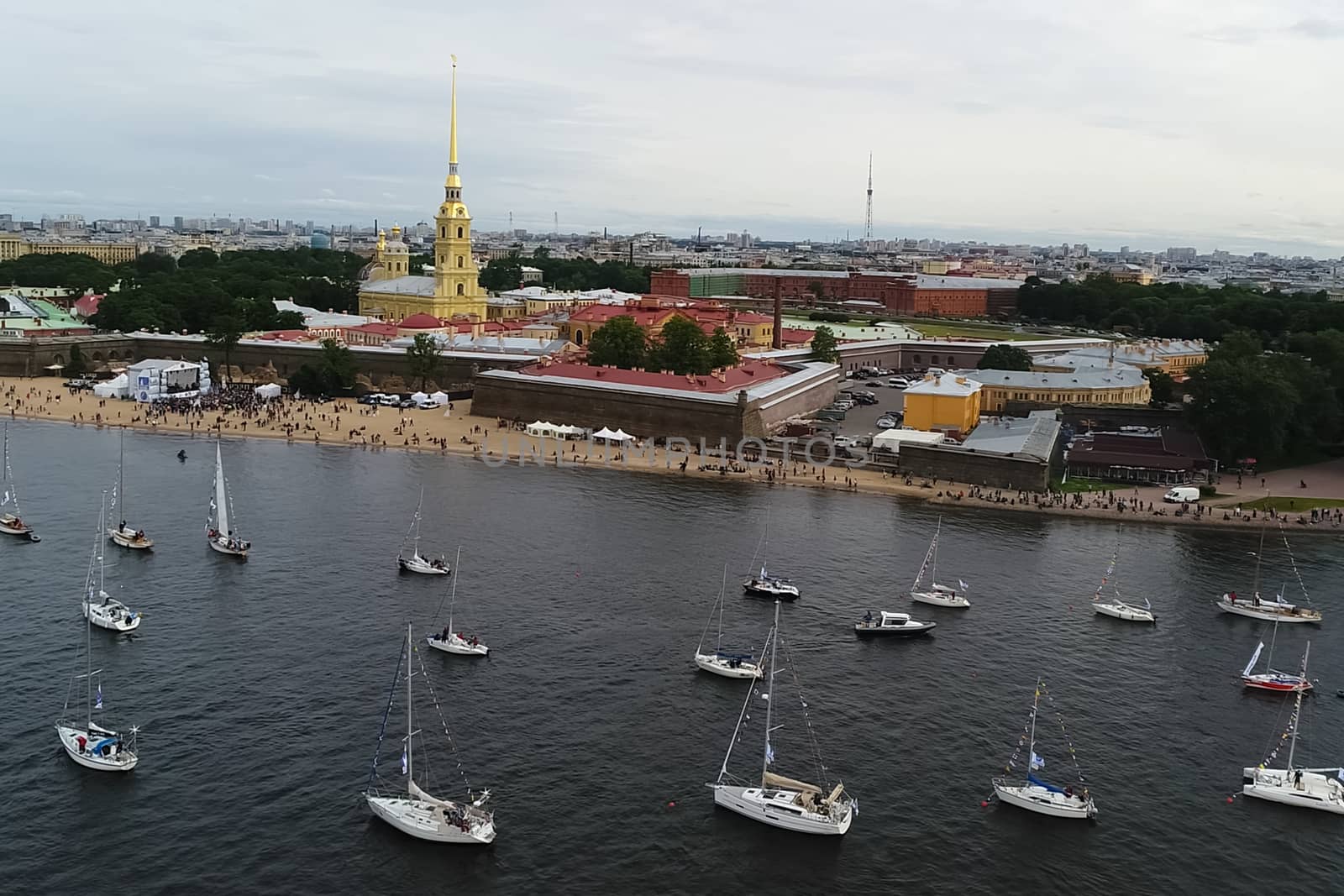 Festival of yachts in St. Petersburg on the river neve. Sailing by nyrok