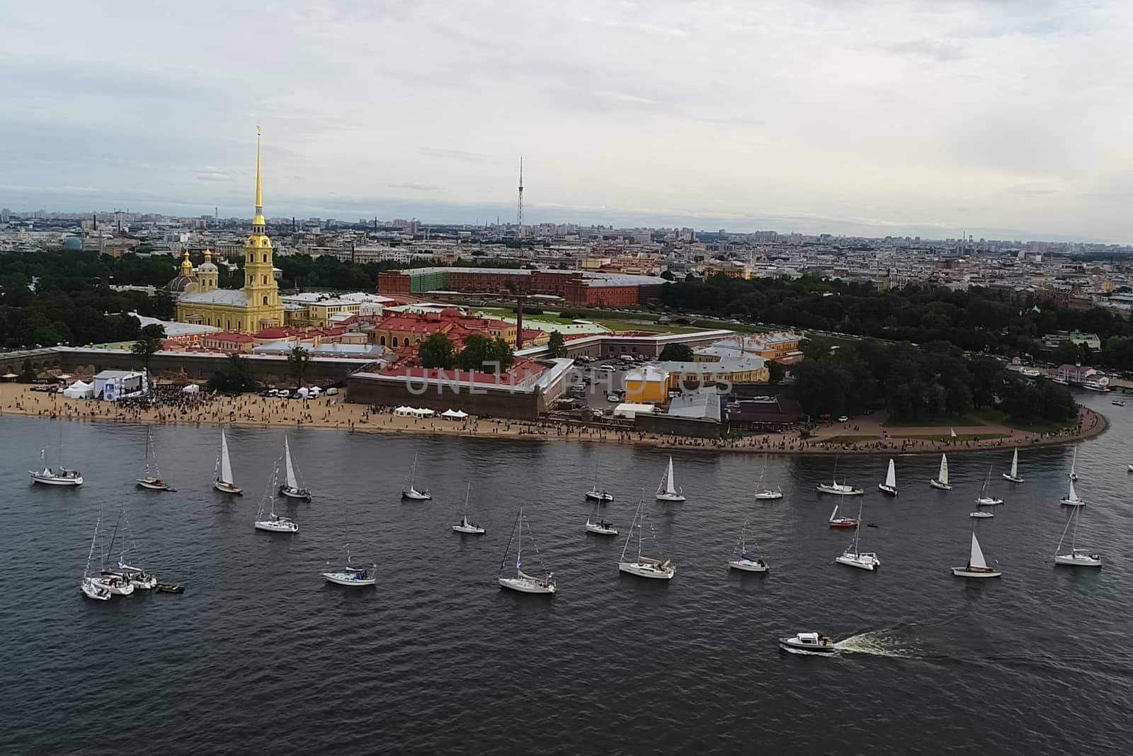 St. Petersburg, Russia - July 24, 2017: Festival of yachts in St. Petersburg on the river neve. Sailing yachts in the river.