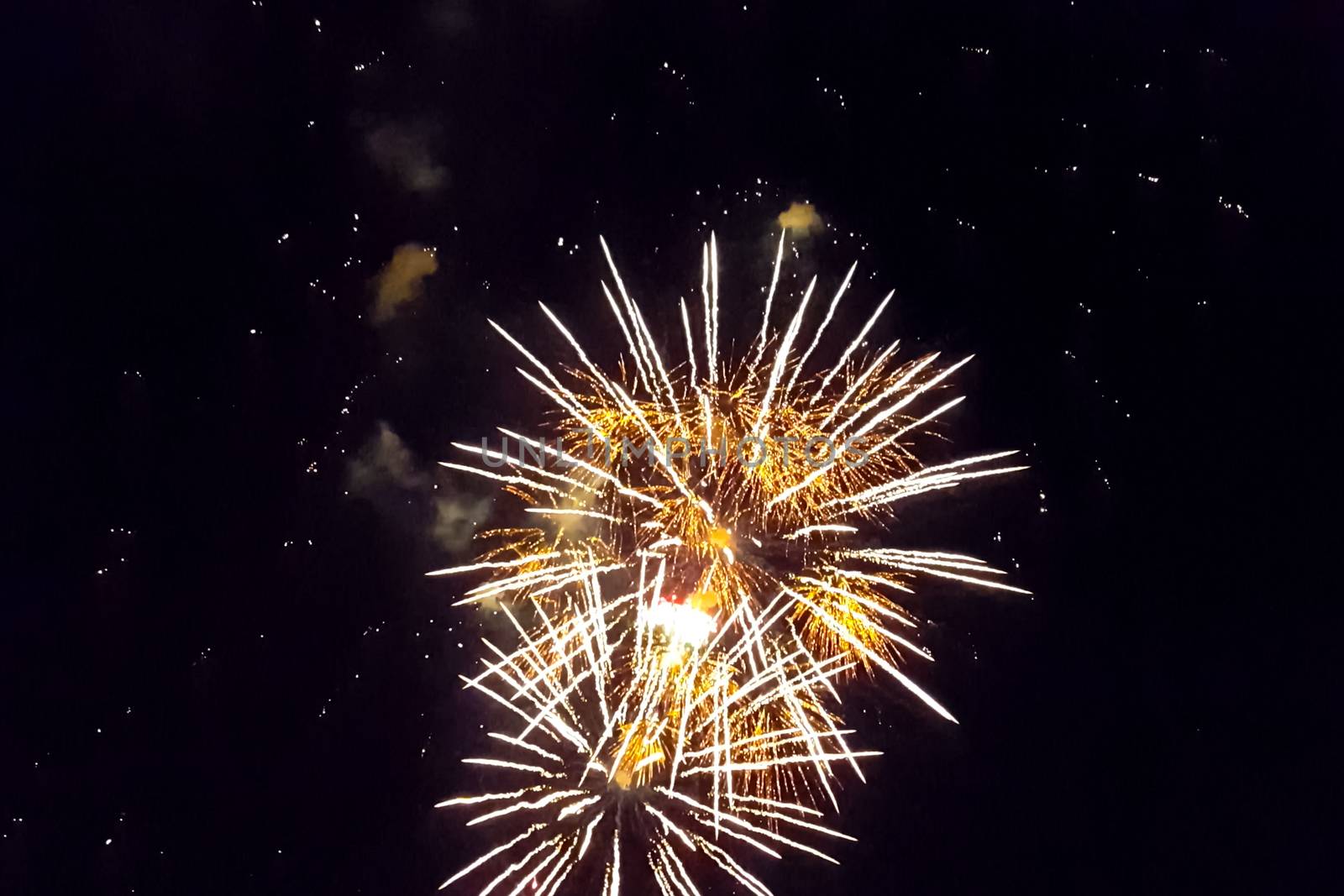 Festive salute in the night sky. Explosions of fireworks by nyrok