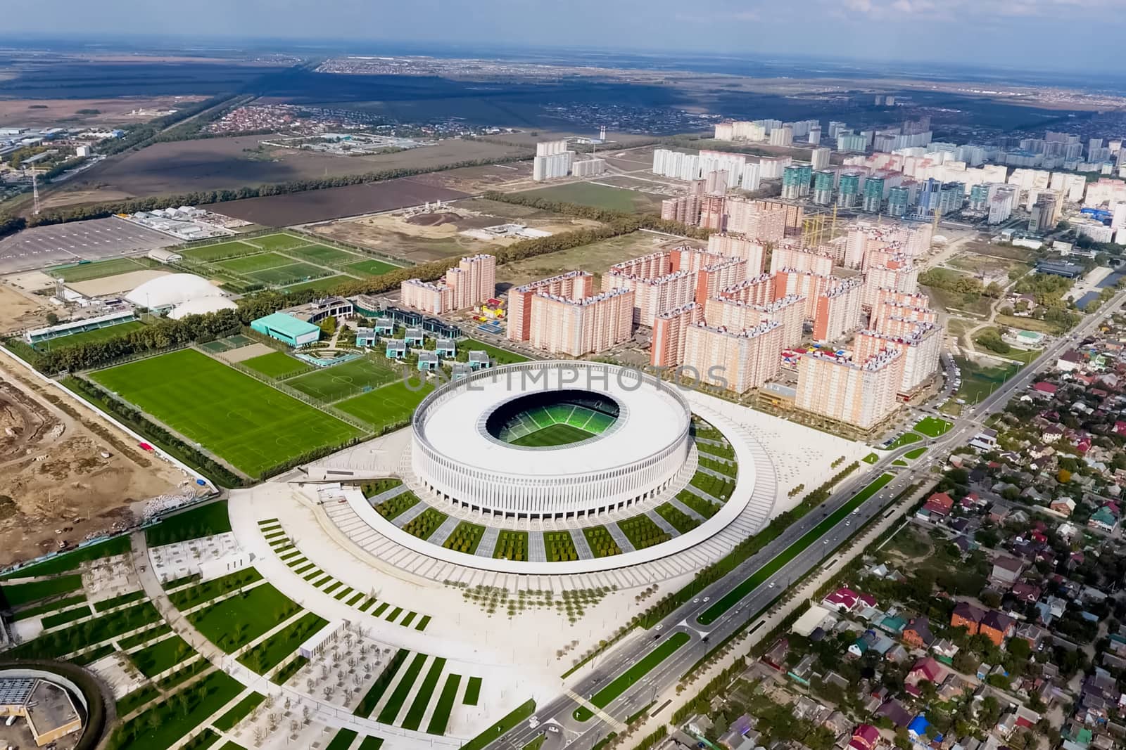Krasnodar, Russia - May 28, 2018: Krasnodar Stadium in the city of Krasnodar. The modern building of the stadium in the south of Russia.