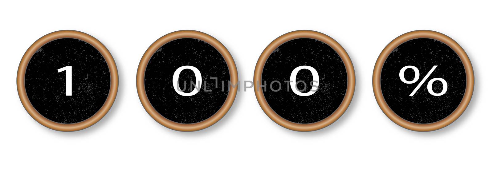 The text 100 percent in typewriter key pads over a white background