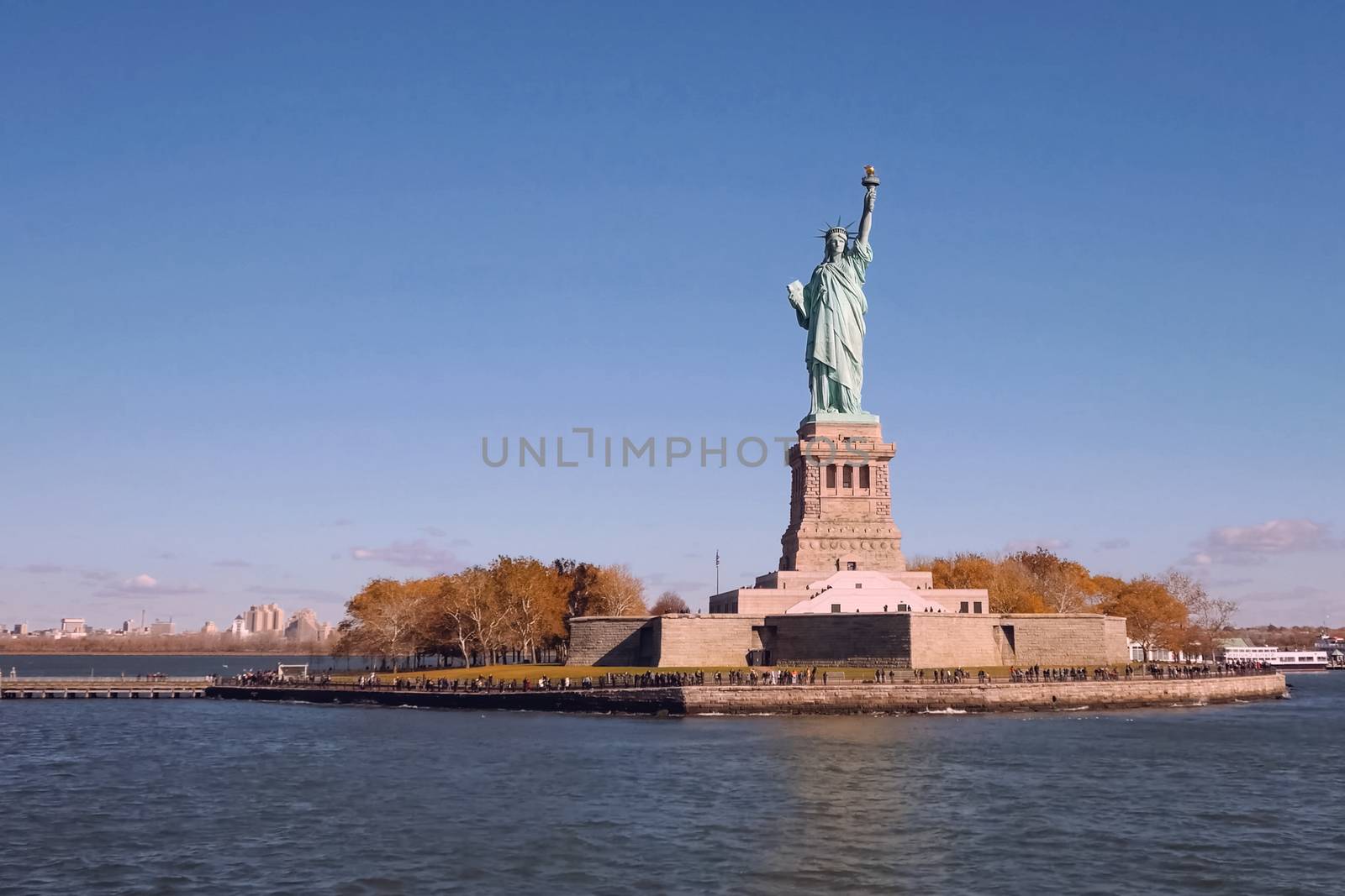 New York, USA - October 15, 2017: Statue of Liberty is the symbol of America. Free people. The symbol of freedom.