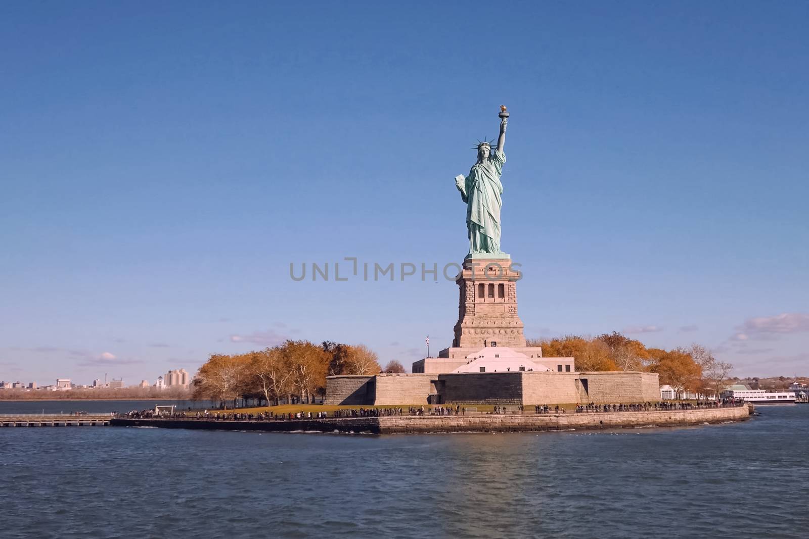 New York, USA - October 15, 2017: Statue of Liberty is the symbol of America. Free people. The symbol of freedom.