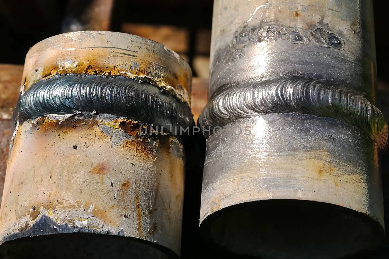 Metal pipe with welded seam. Welding of pipes
