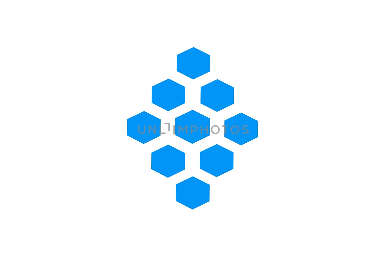 Blue Decahedron. blue geometric figure on a white background.