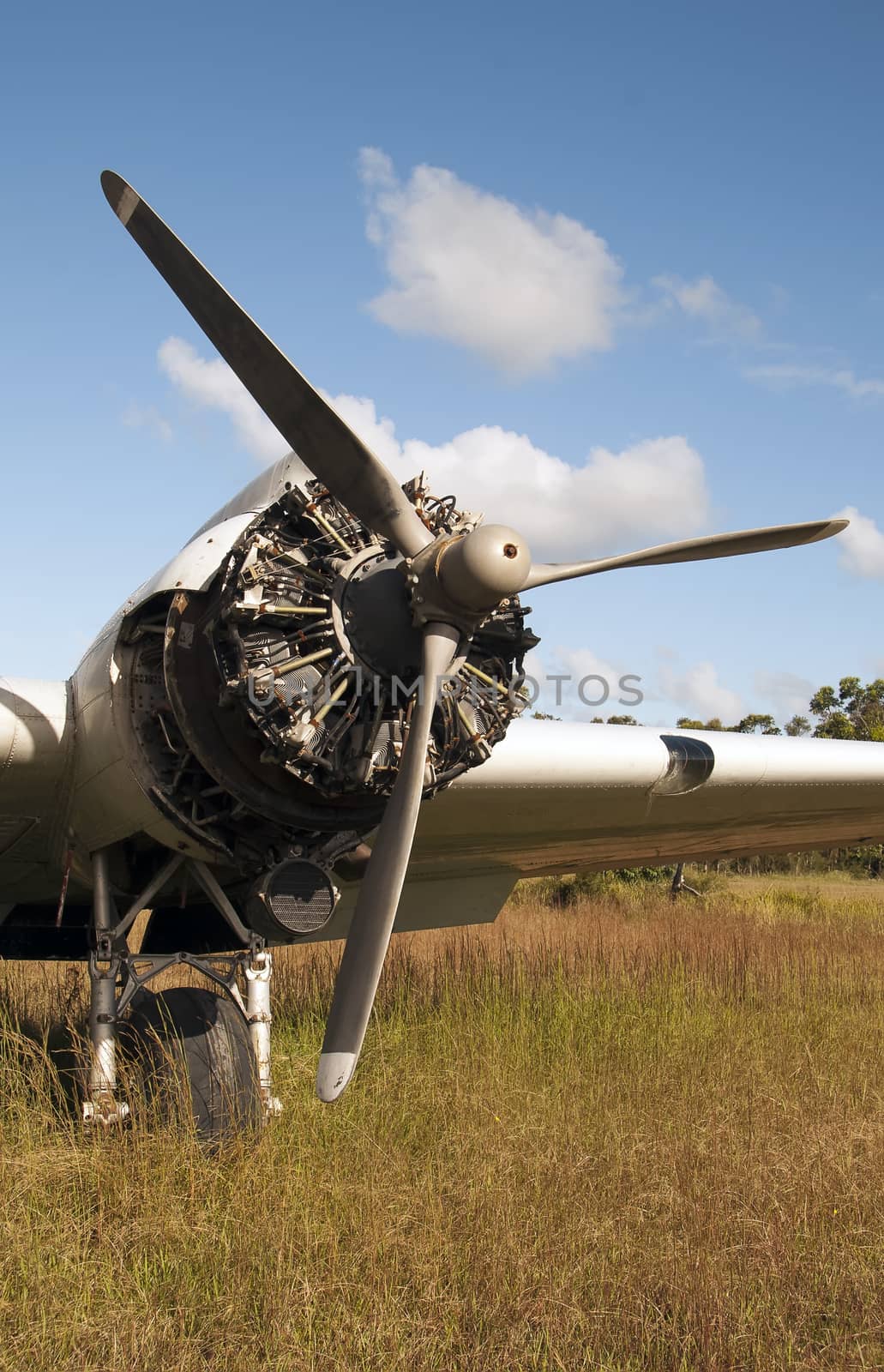 Propeller and engine cowl of an old DC3 aeroplane by definitearts