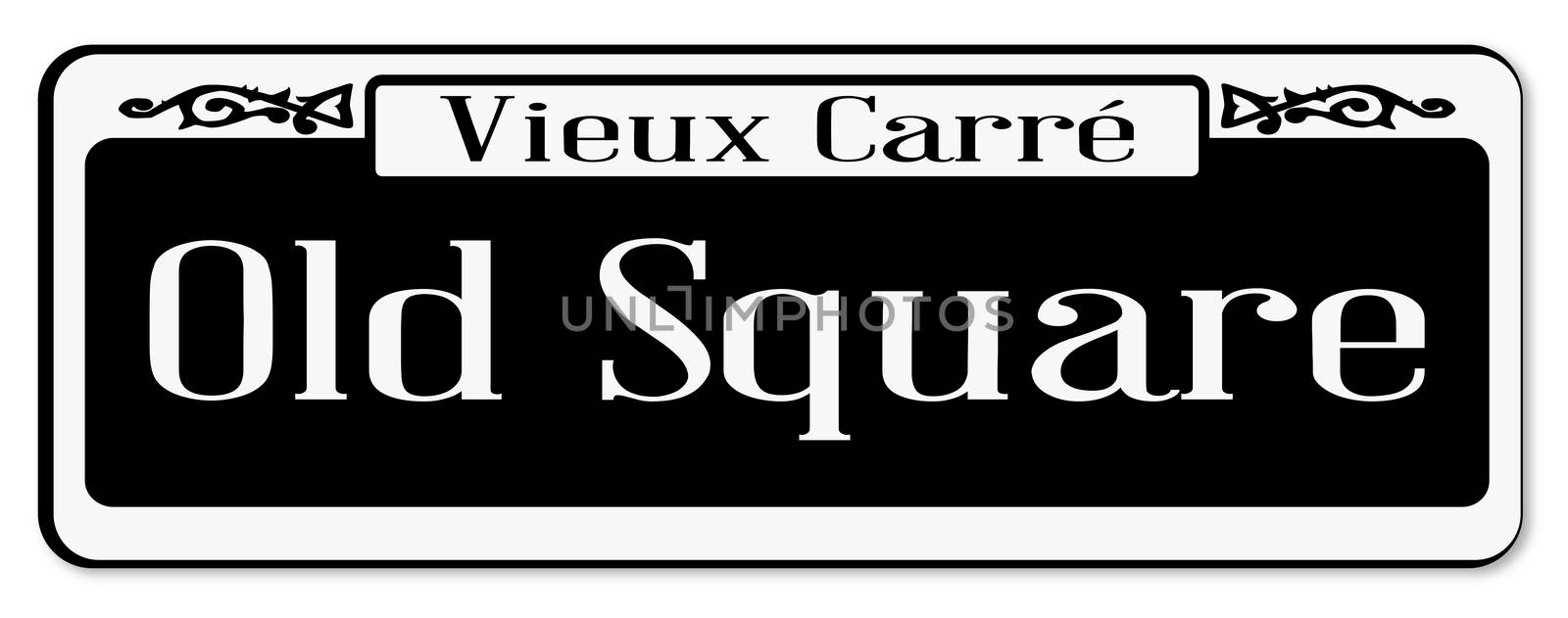 New Orleons street sign of Vieux Carre over a white background