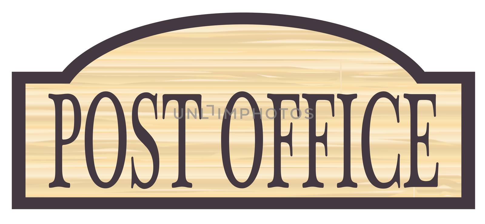 Post Office store stylish wooden store sign over a white background