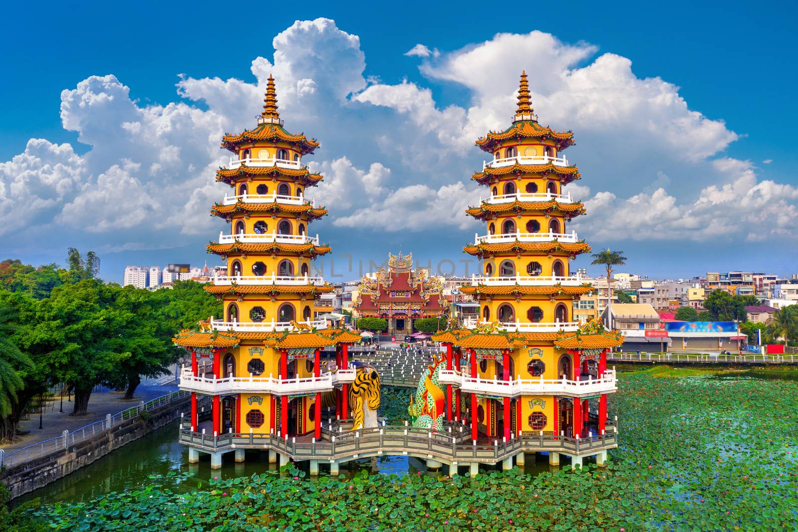Dragon and Tiger Pagodas in Kaohsiung, Taiwan. by gutarphotoghaphy