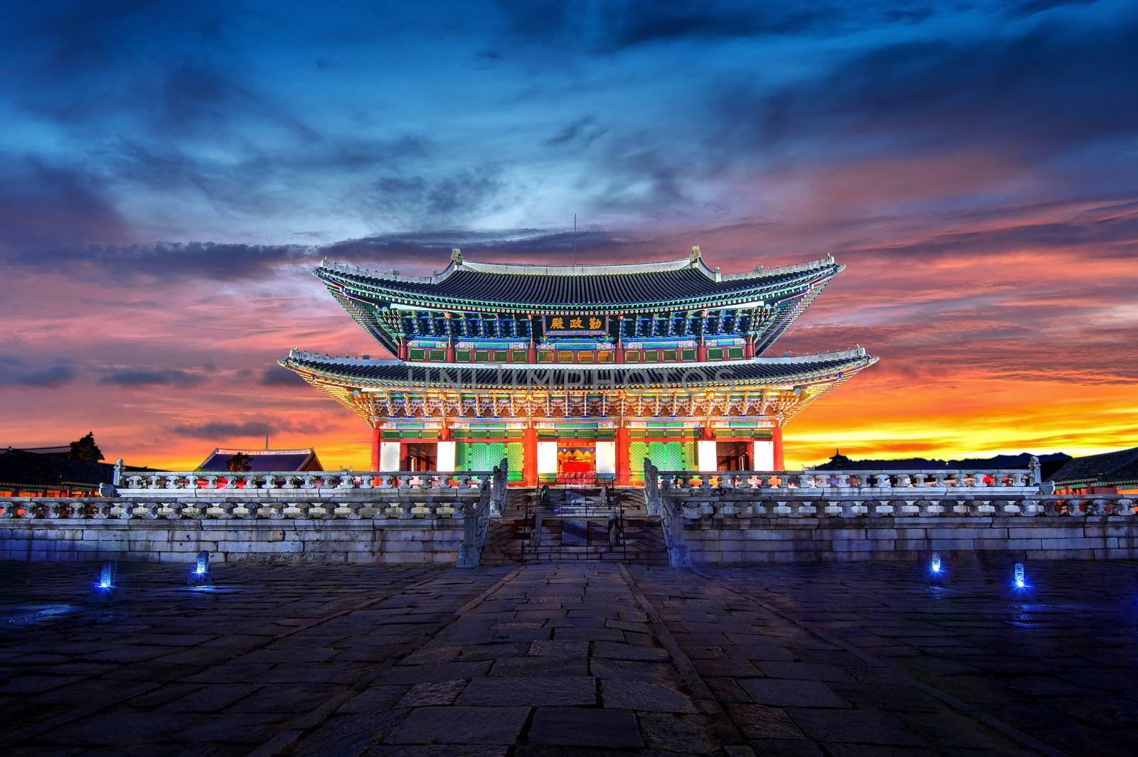 Gyeongbokgung palace at twilight in Seoul, South Korea. by gutarphotoghaphy