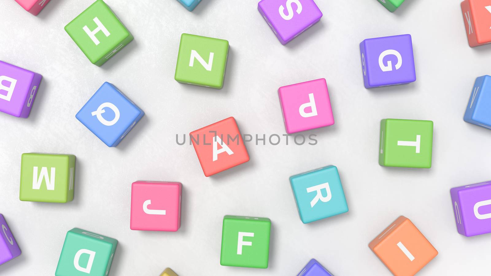 Letters on Colofrul Cubes on Gray Background by make