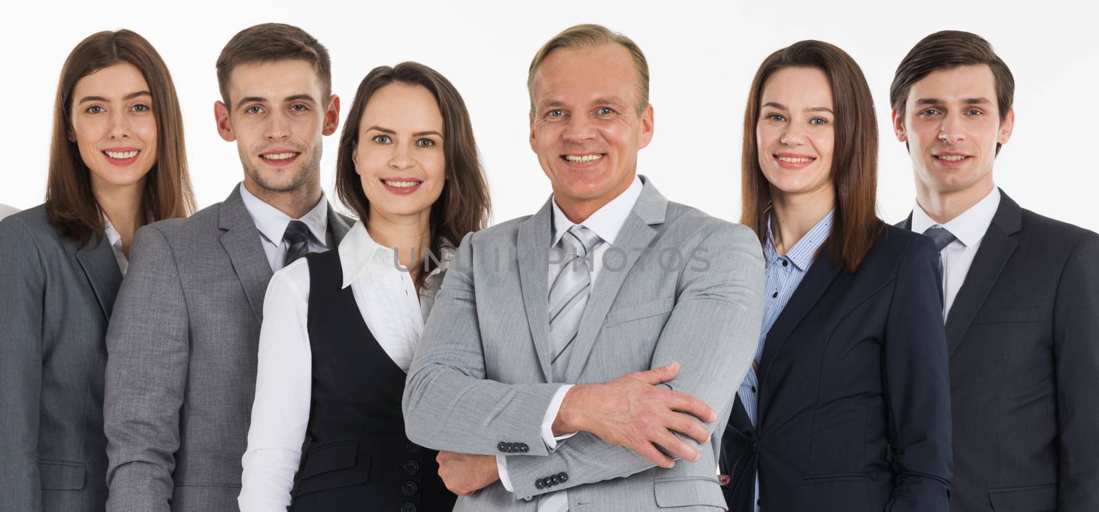 Group of business people isolated over white background