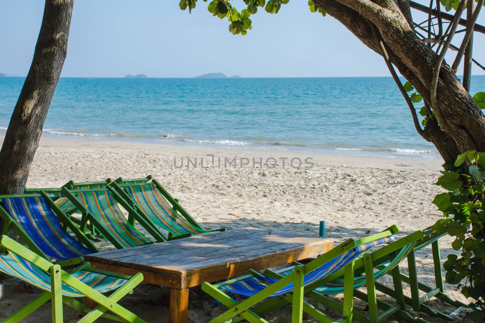 View of the sea at Nang Ram Beach, Rayong Province, Thailand by anuraksir