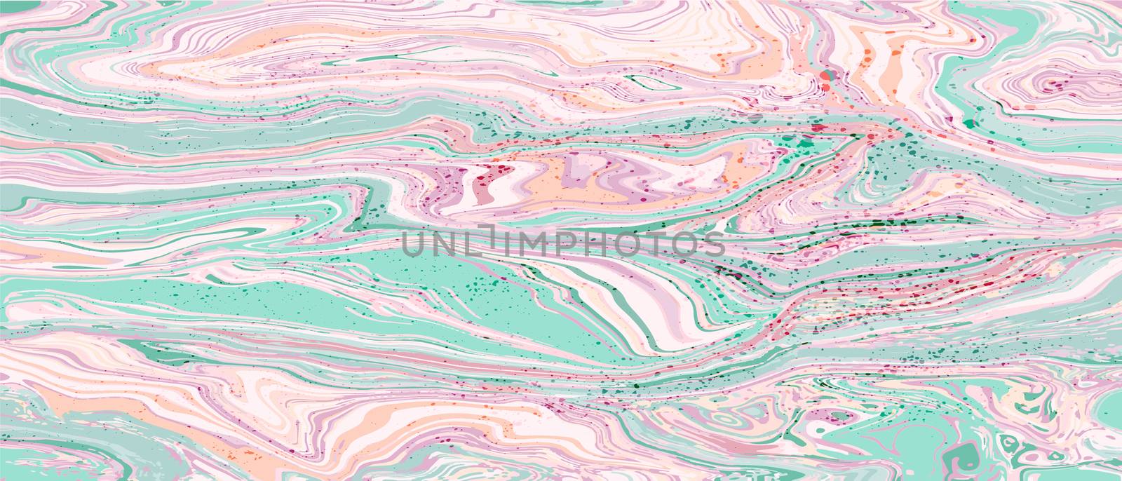 Pink and turquoise swirls of agate. Liquid swirls of marble texture. Fluid modern artwork. For wallpapers, banners, posters, cards, invitations, design covers, presentation. Vector illustration.