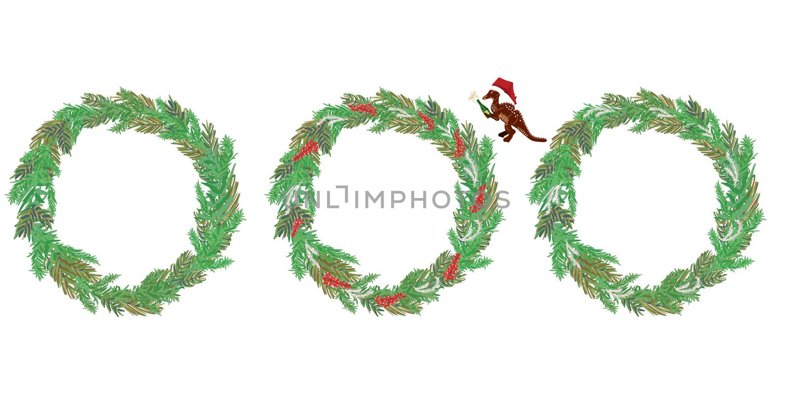 Christmas wreath collection isolated on white background. by Nata_Prando
