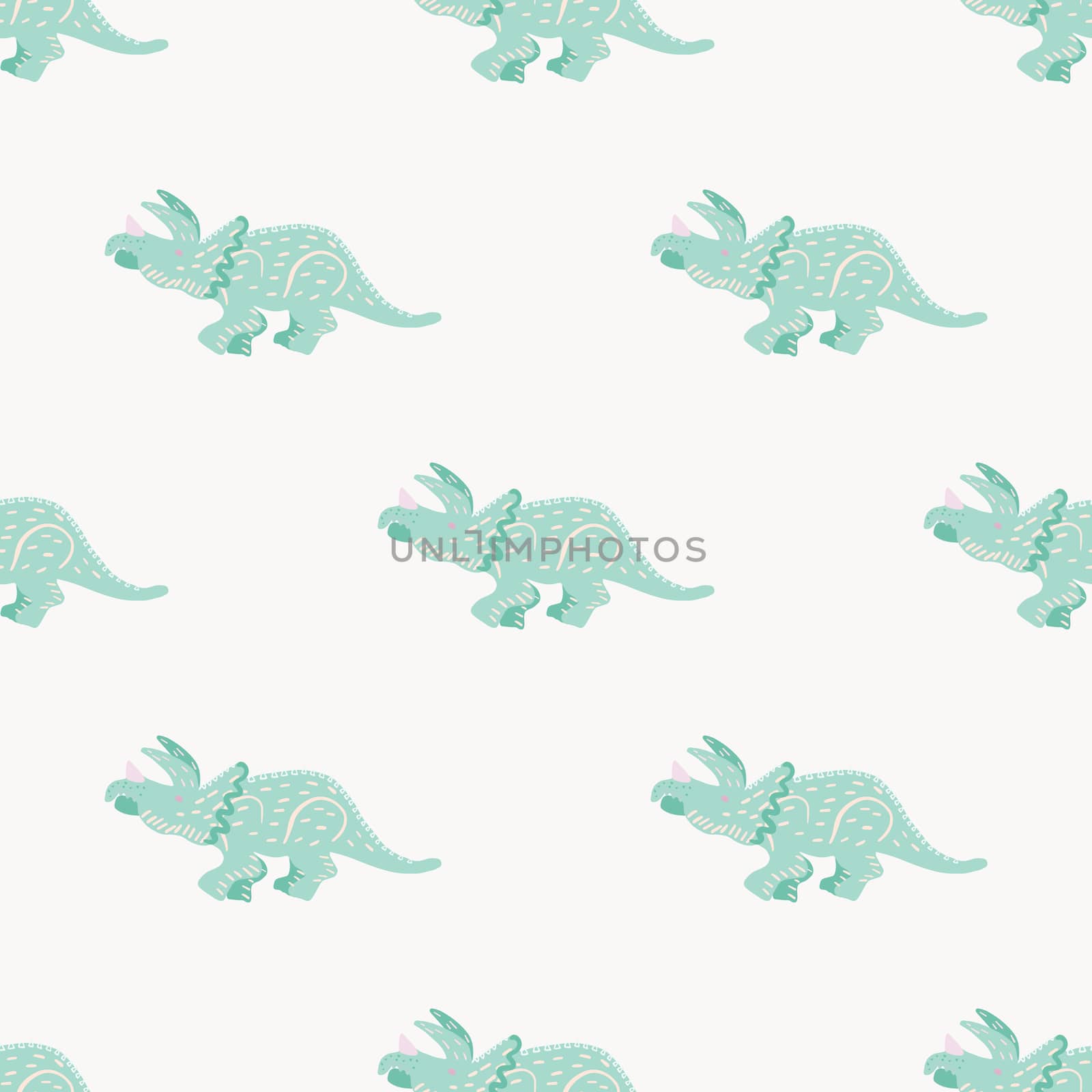 Turquoise dinosaur simple seamless pattern on pink. Adorable wild animal repeat ornaments. Colored vector illustration in flat cartoon style.