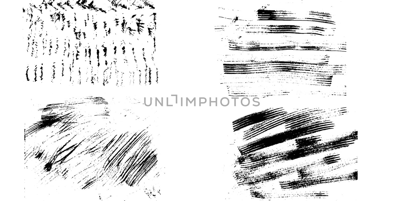 Texture backdrop with rough brush strokes, paint marks, daub, paint traces, lines, smudges, smears, stains, scribbles isolated on white background. Vector illustration.