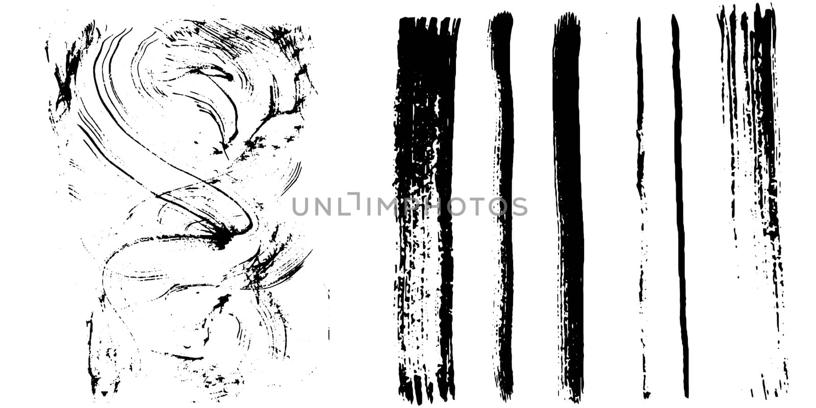 Textured backdrop with rough brush strokes, paint marks, daub, paint traces, lines, smudges, smears, stains, scribbles isolated on white background. Vector illustration.