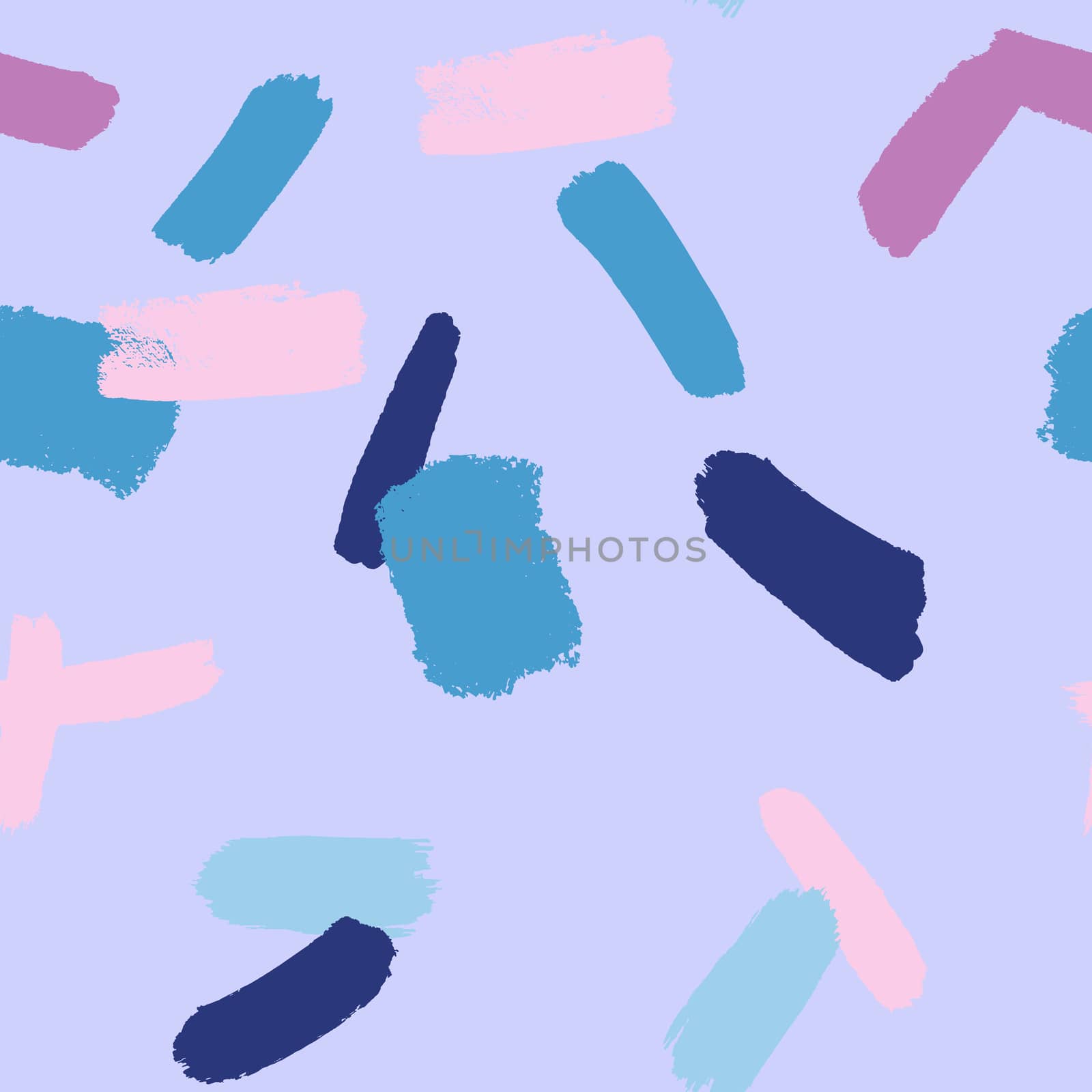 Pink and blue brushstrokes trendy seamless pattern with hand drawn texture background. Design for wrapping paper, wallpaper, fabric print, backdrop. Vector illustration.