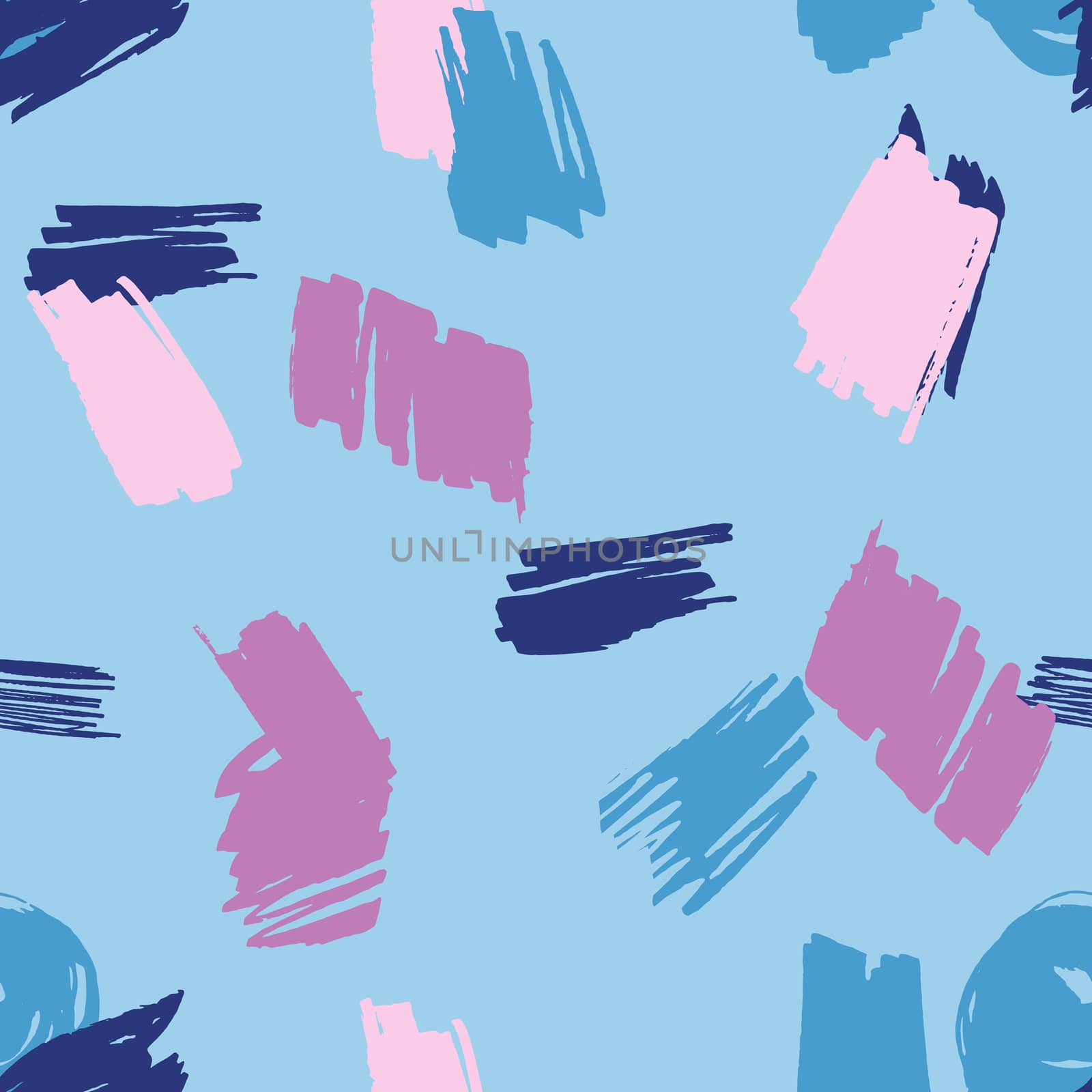 Pink and blue brushstrokes modern seamless pattern with hand drawn texture background. by Nata_Prando