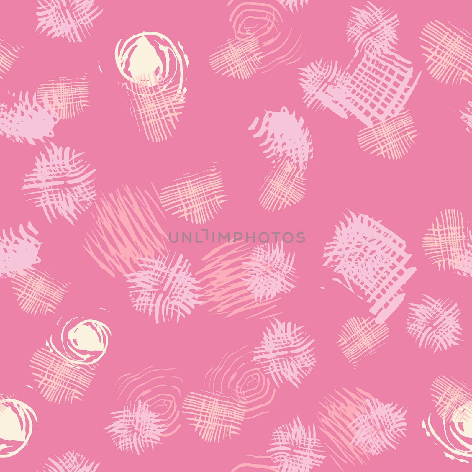 Pink abstract shapes seamless pattern with hand drawn texture pastel color background. Design for wrapping paper, wallpaper, fabric print, backdrop. Vector illustration.