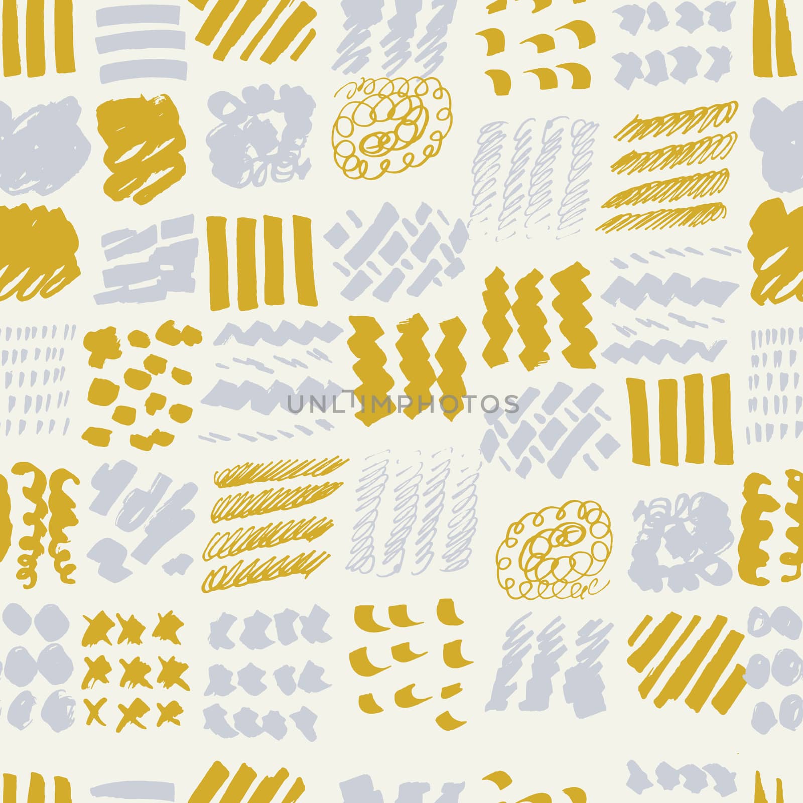 Mustard and grey seamless pattern with hand drawn texture background. Design for wrapping paper, wallpaper, fabric print, backdrop. Vector illustration.