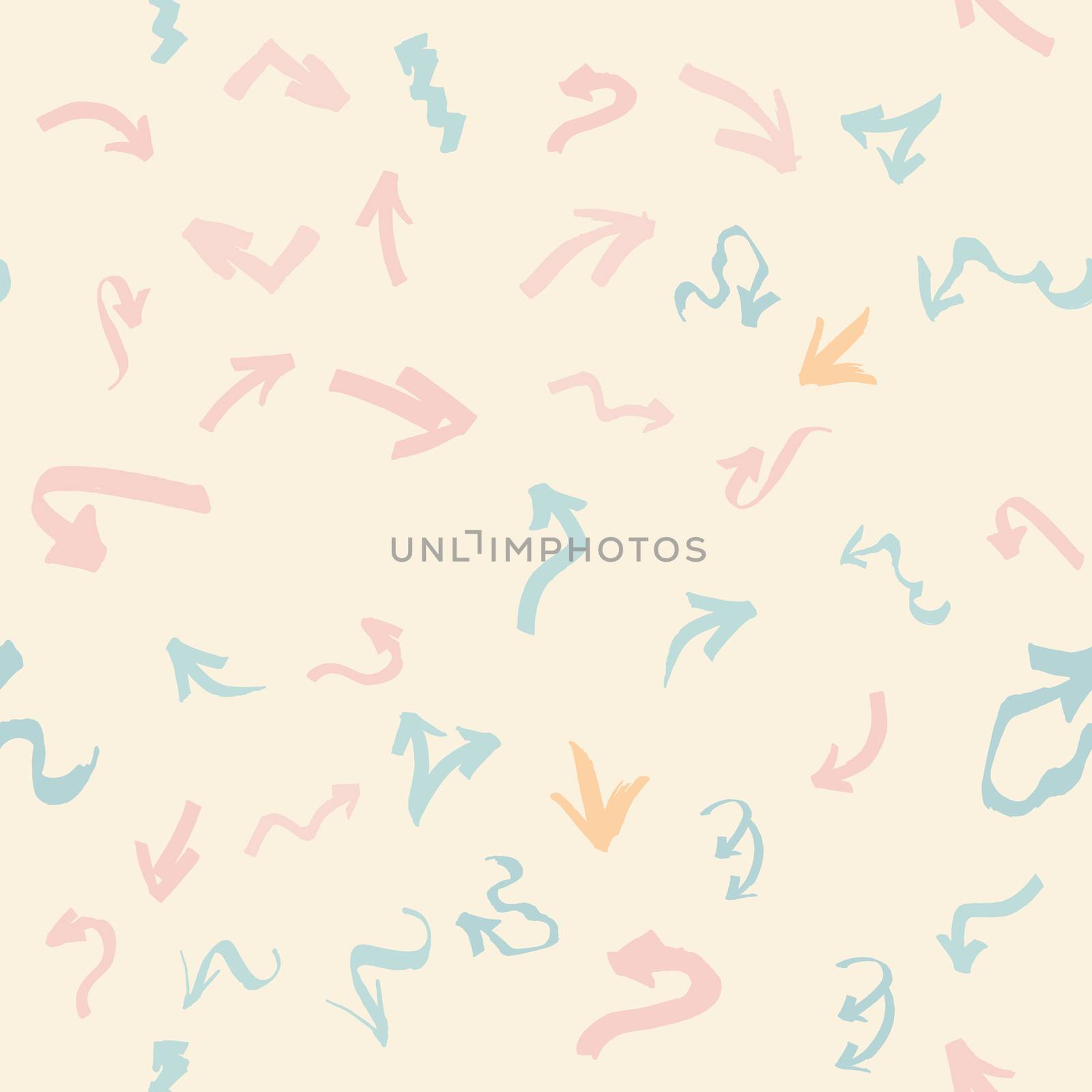Pink and turquoise graffiti arrows seamless pattern on cream ethnic background. by Nata_Prando