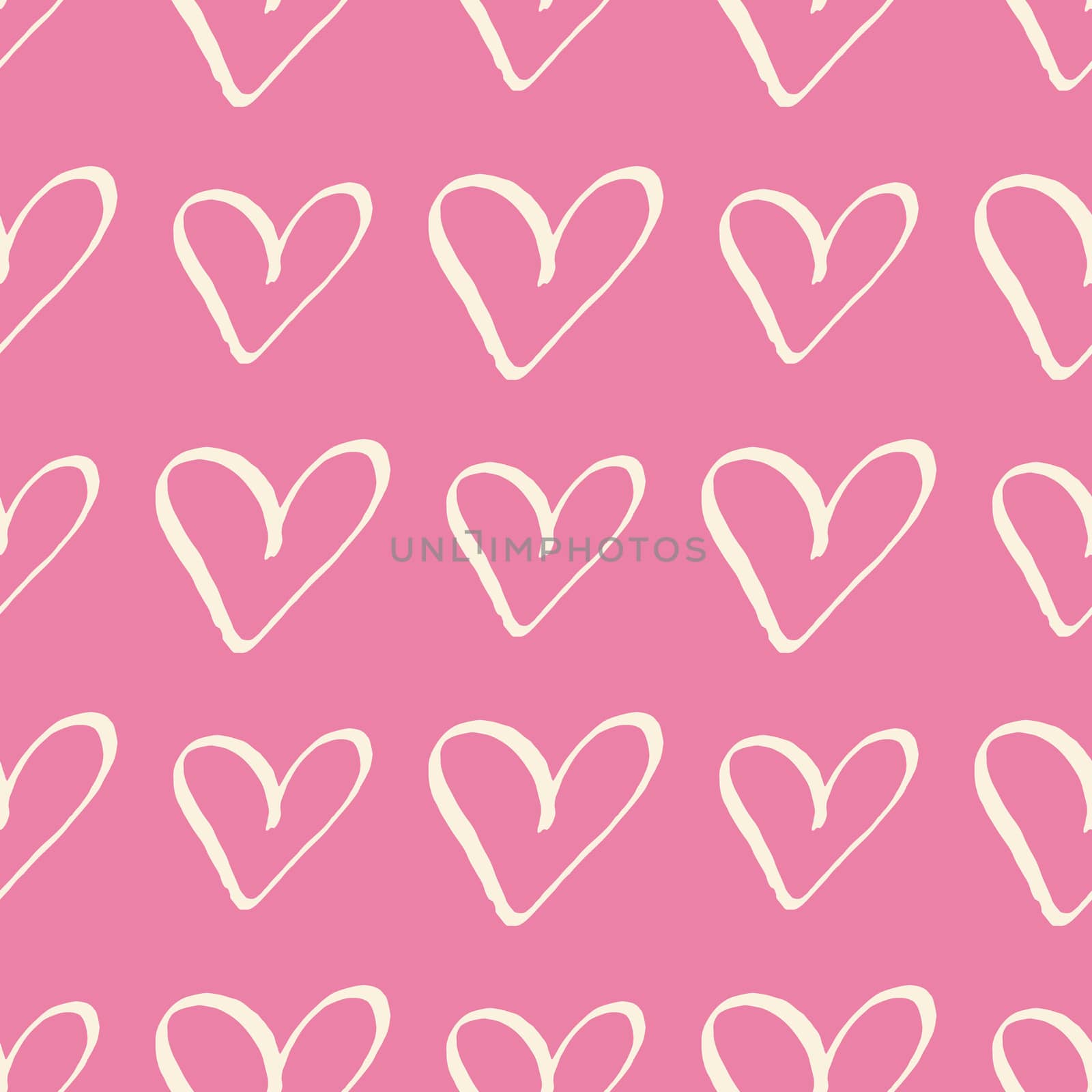 Pastel cream hearts on pink trendy seamless pattern romantic valentine colorful background. by Nata_Prando
