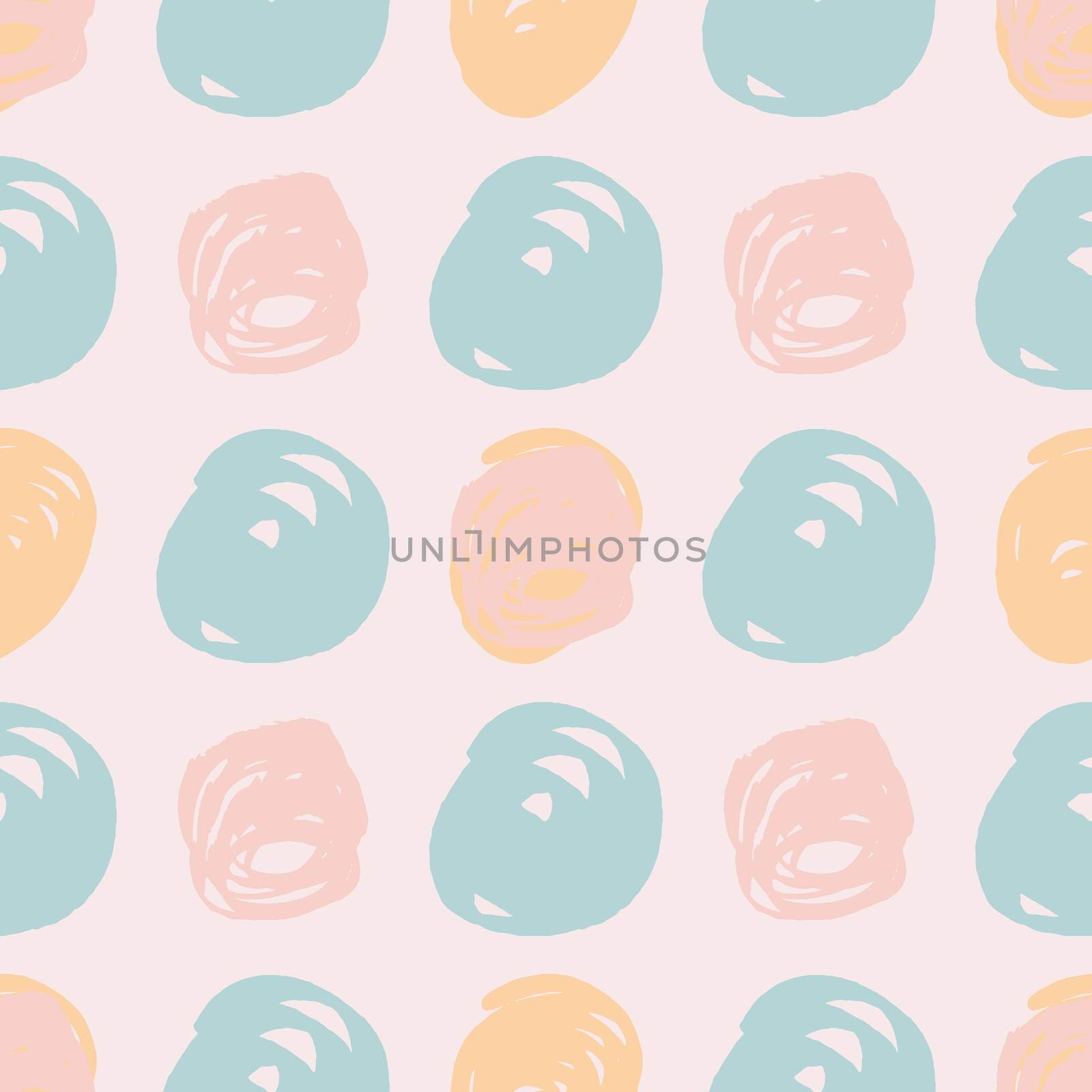 Pastel pink and turquoise abstract modern trendy seamless pattern. Natural colorful circles and round shapes. Design for wrapping paper, wallpaper, fabric print, backdrop. Vector illustration.