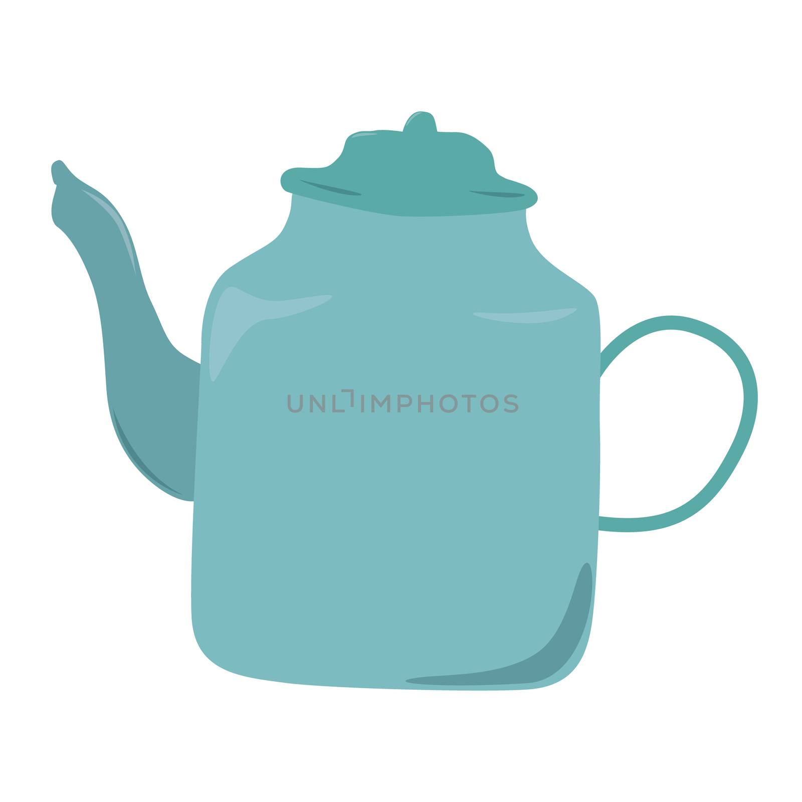 Simple turquoise coffee pot isolated on white by Nata_Prando