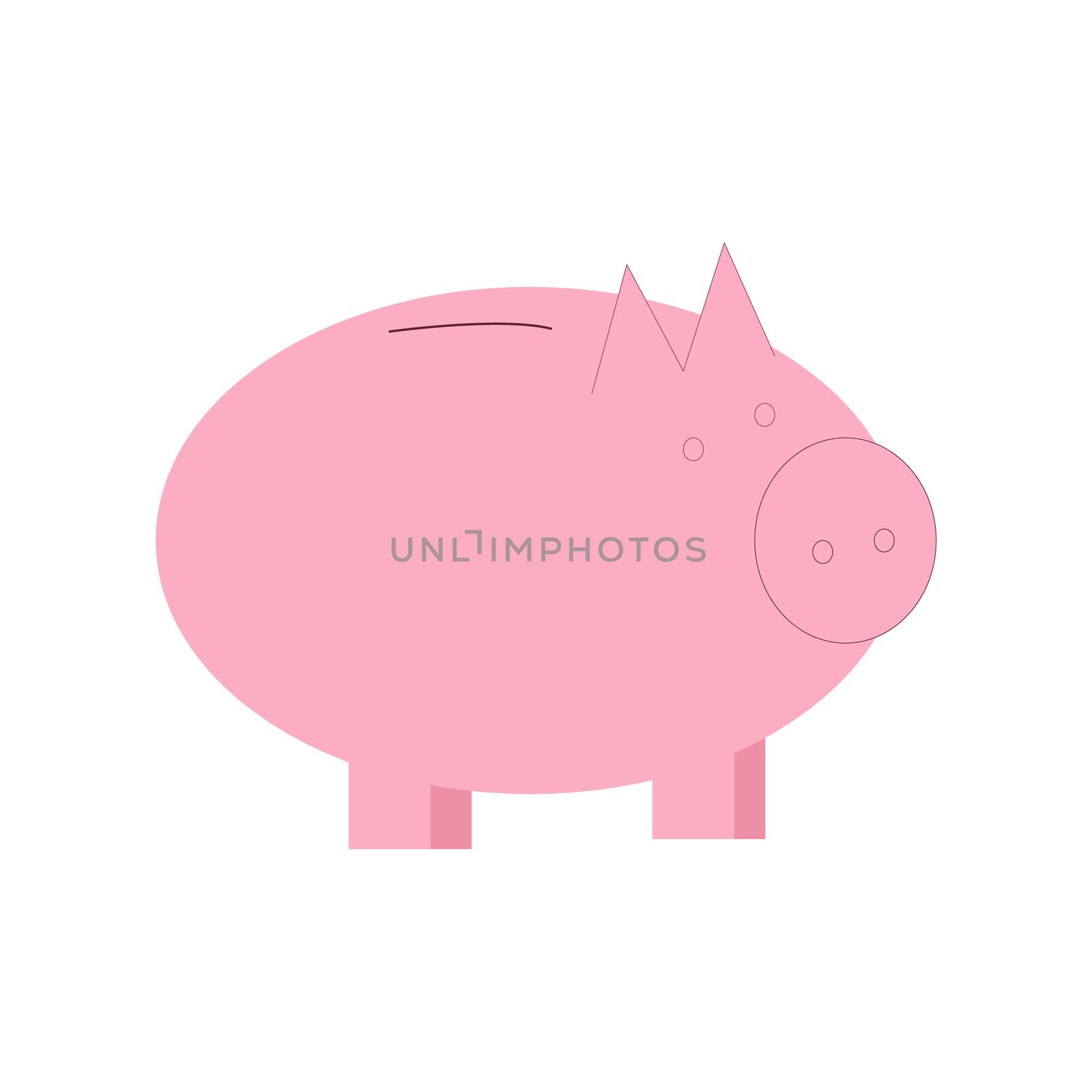 Piggy money box for finance education concept. Flat cartoon style isolated on white background. Vector illustration