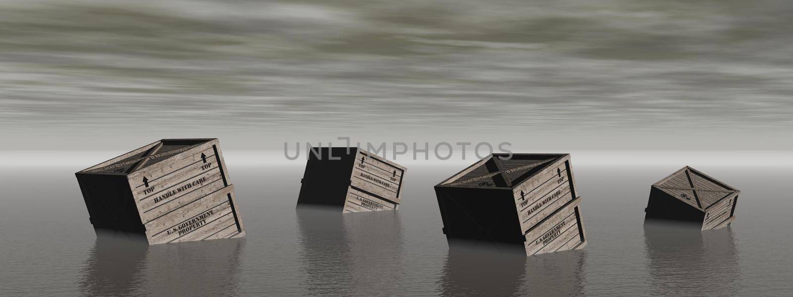 lost box in the middle of the sea - 3d rendering by mariephotos