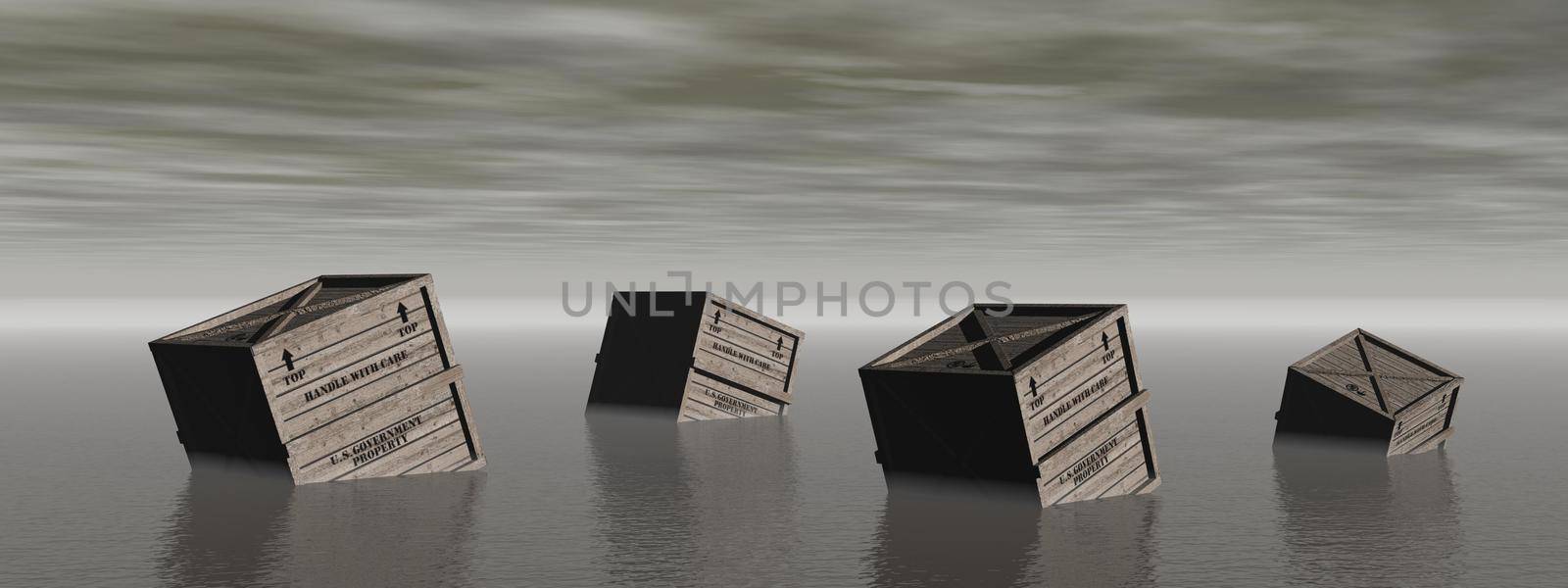 lost box in the middle of the sea and sky - 3d rendering