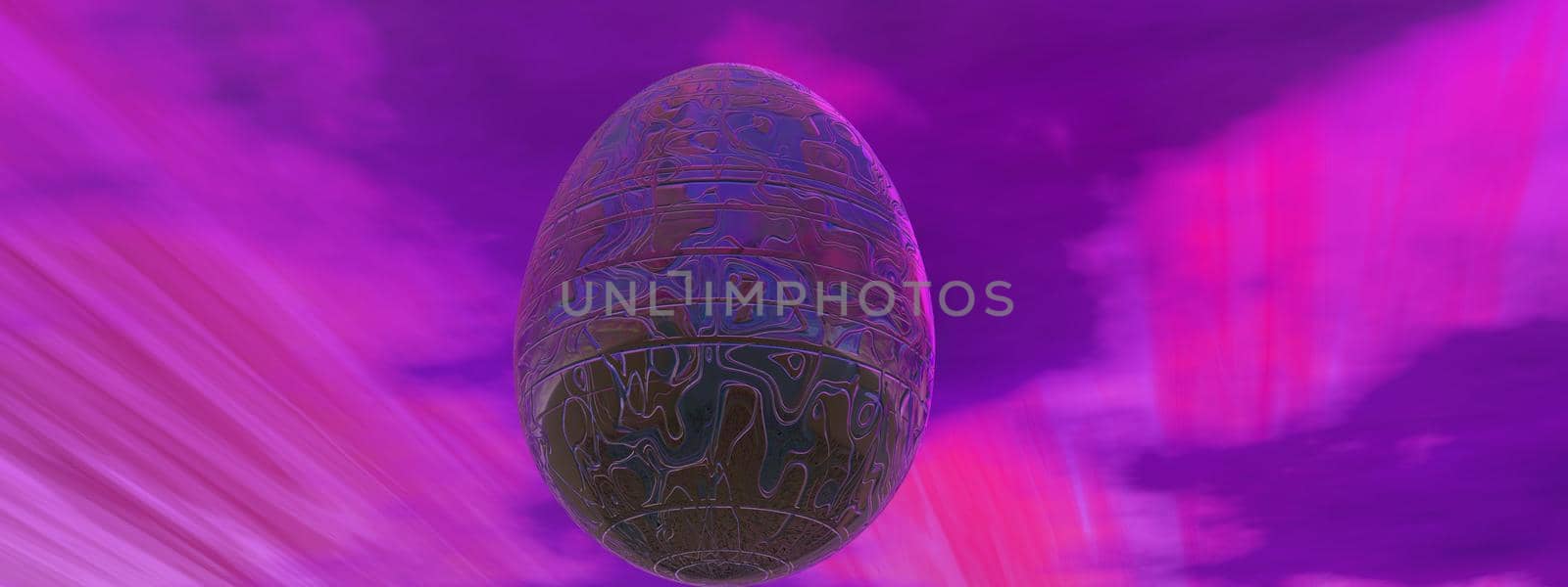 beautiful Easter egg at sunset and sky - 3d rendering