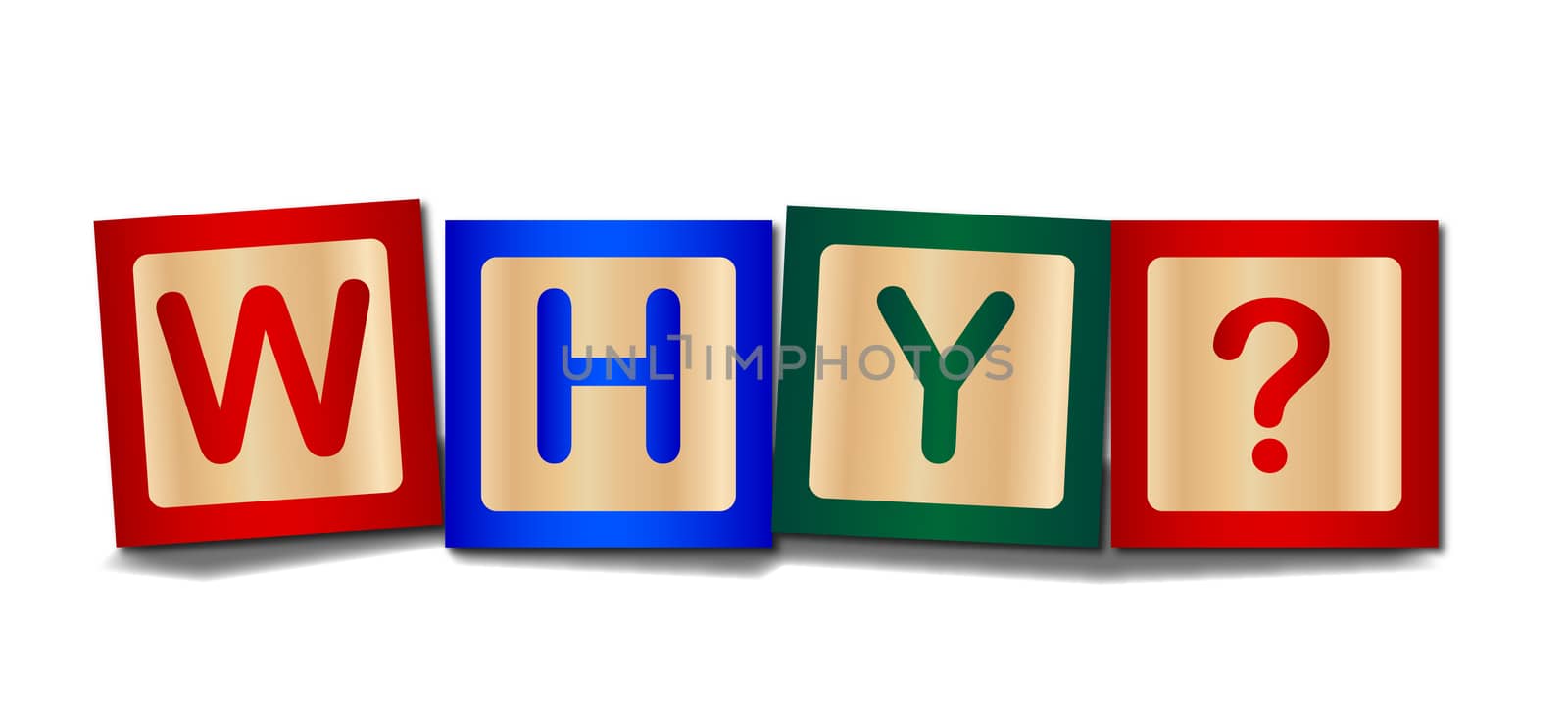 The word why built from chilfrens wooden blocks