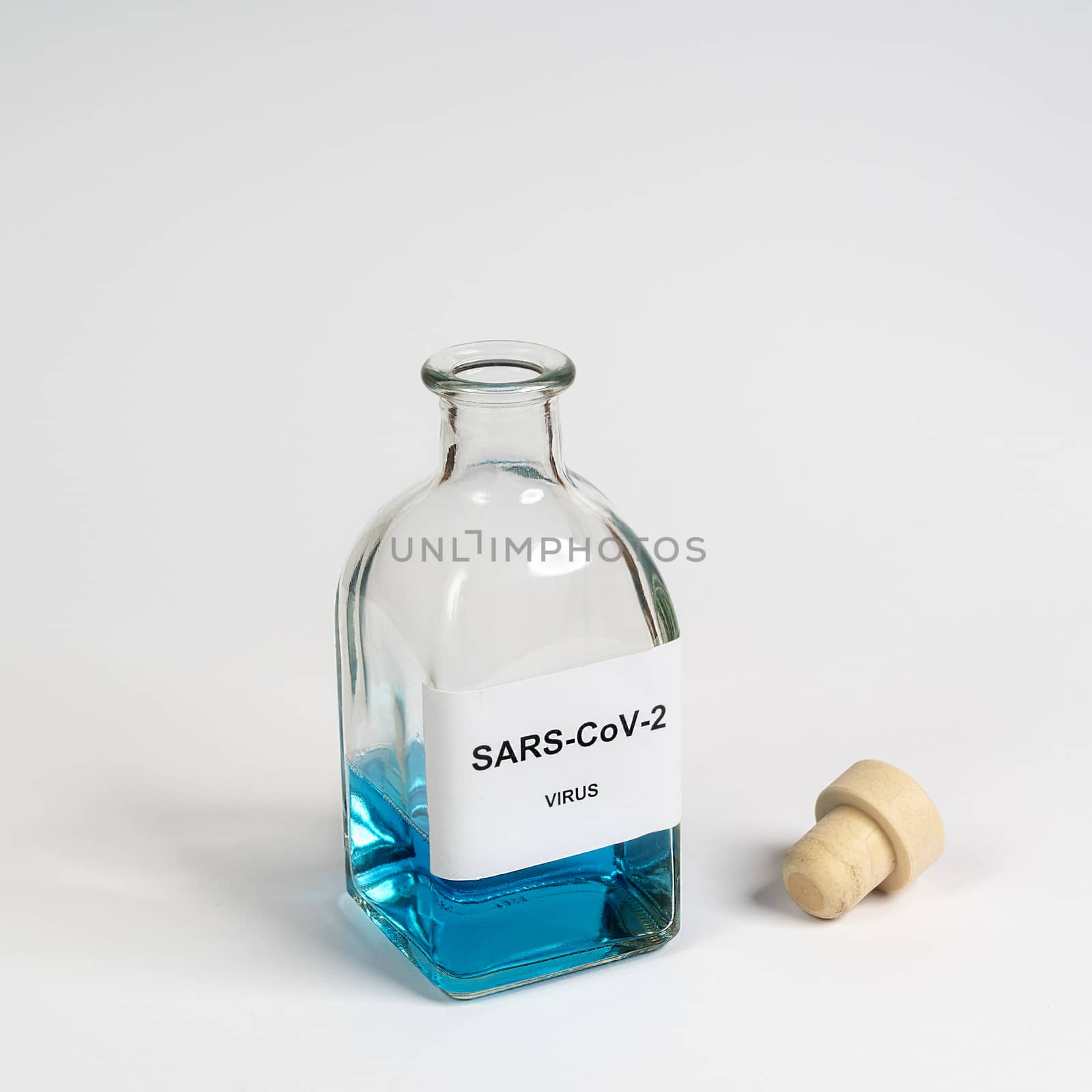 A glass bottle containing the  SARS-CoV-2 Corona virus