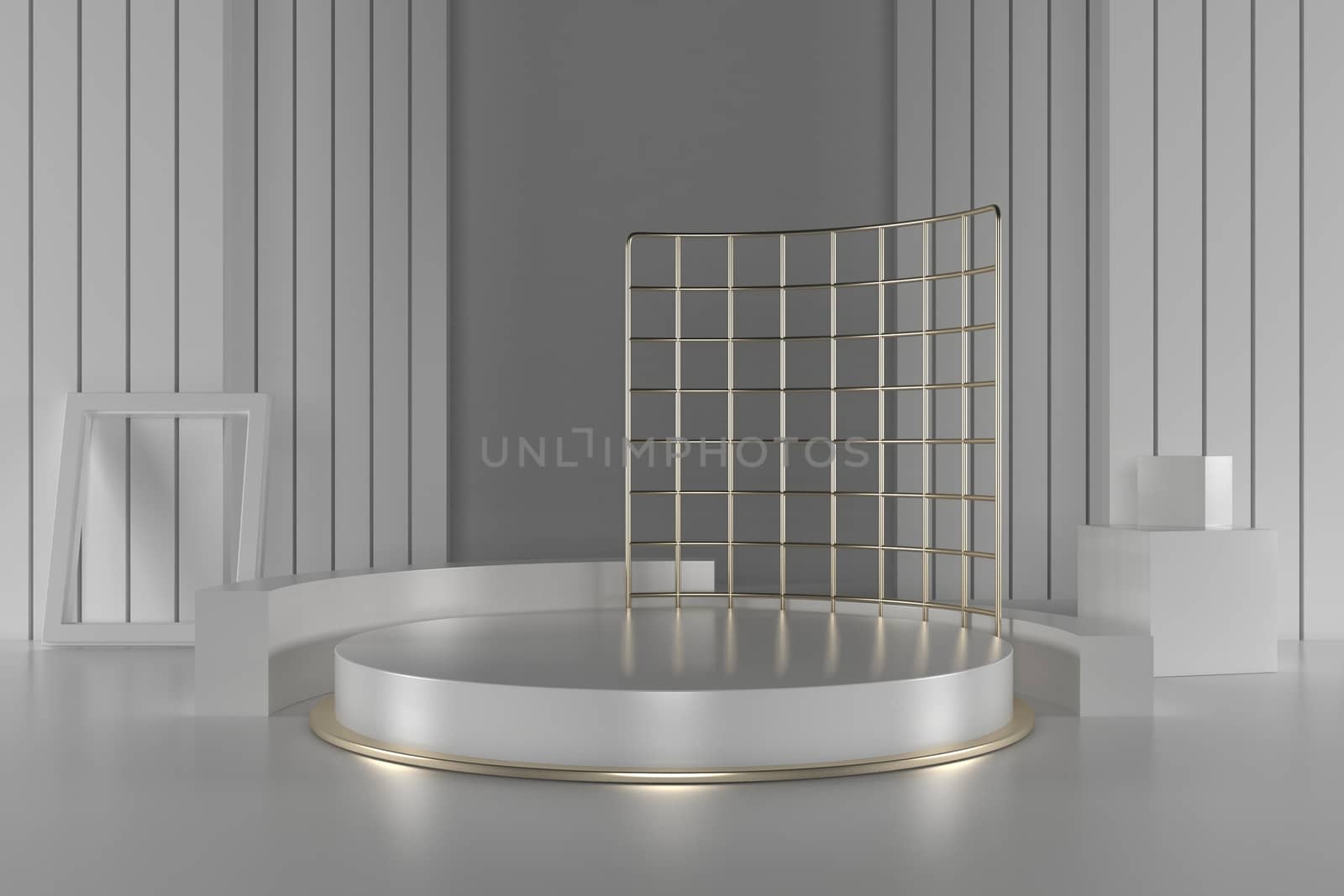 3d render, abstract geometric background, cylinder podium, minimalistic primitive shapes, modern mock up, blank template, empty showcase, shop display