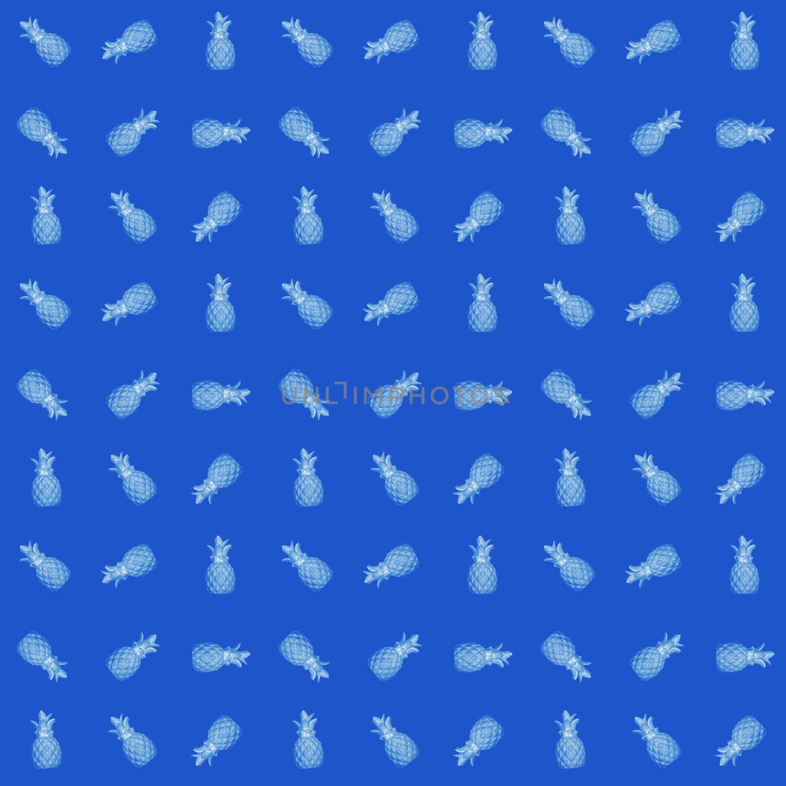 Seamless abstract background of blue pineapples on a blue background.