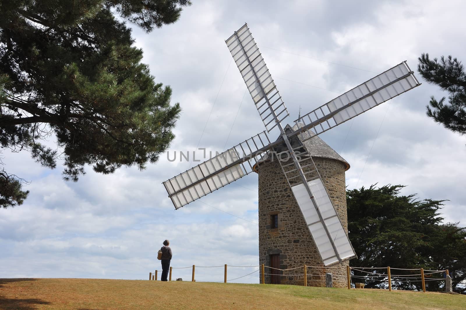 windmill in the countryside, France. miller's habitat for making flour